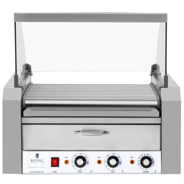 Fedeles hengergrill és melegítő fiók 20 hot doghoz, 2600 W, 230 V, Royal Catering