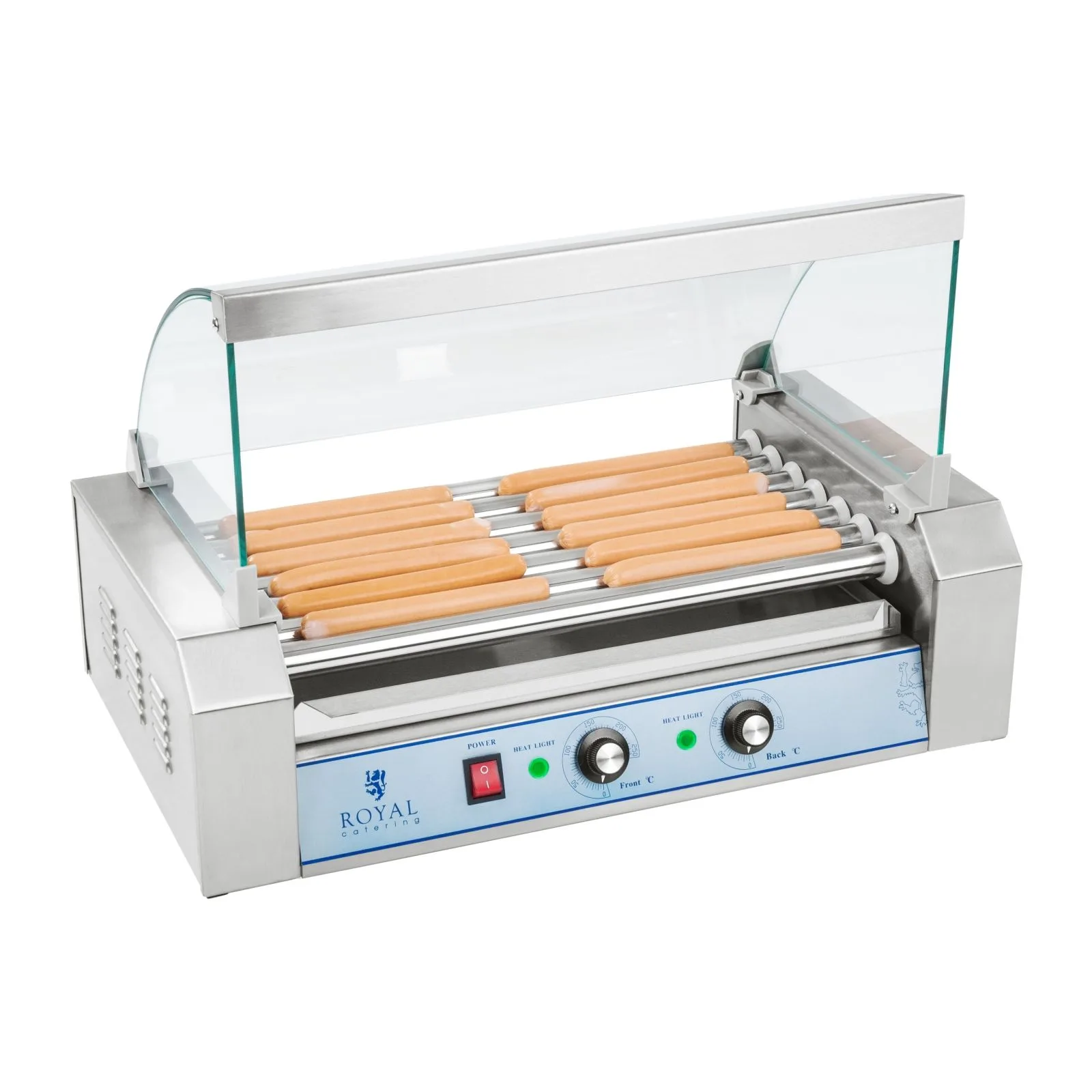 Fedeles hengeres grill, hot dog melegítő, 7 henger