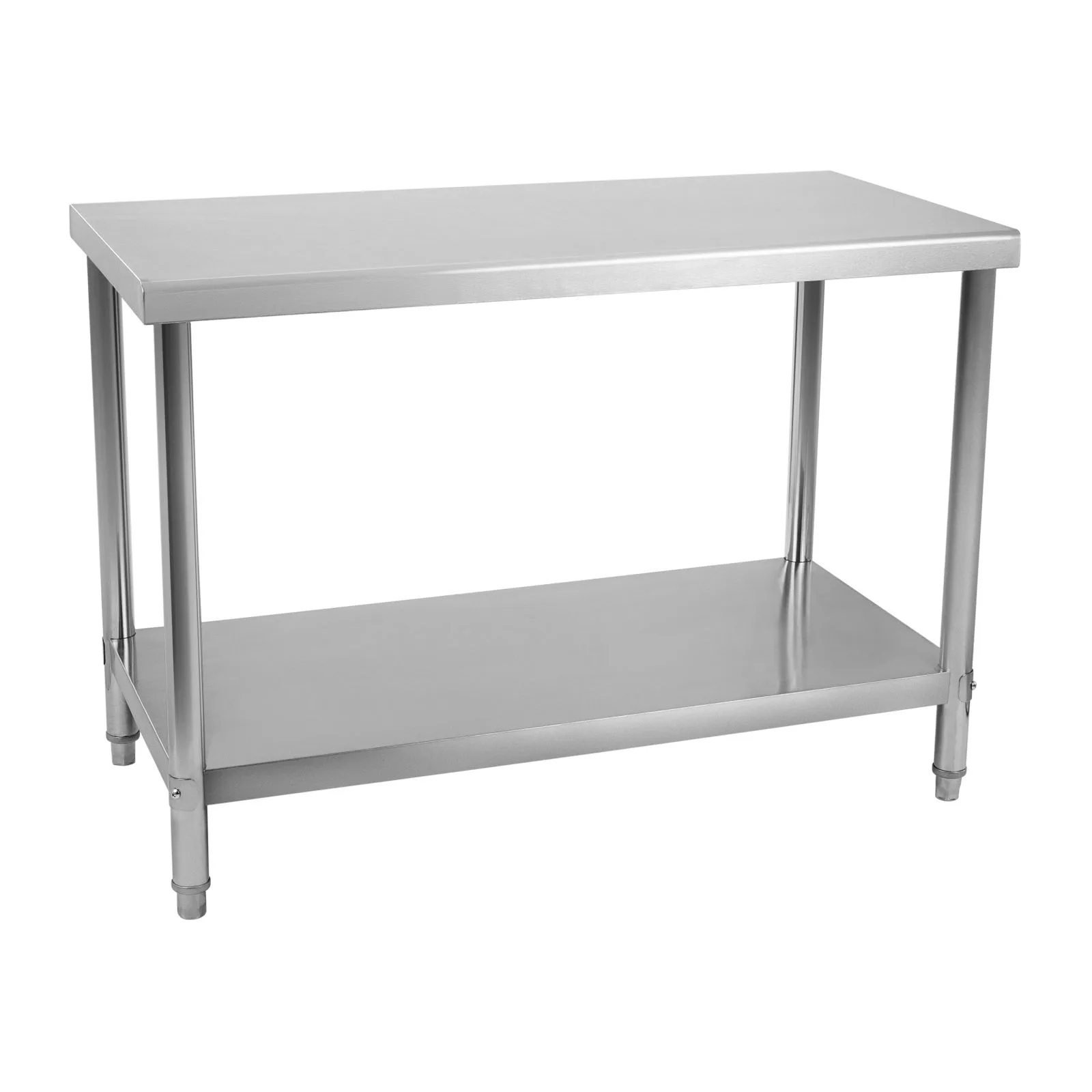 Küchentisch mit Arbeitsplatte aus Edelstahl und unterer Ablage 100 x 60 cm 2