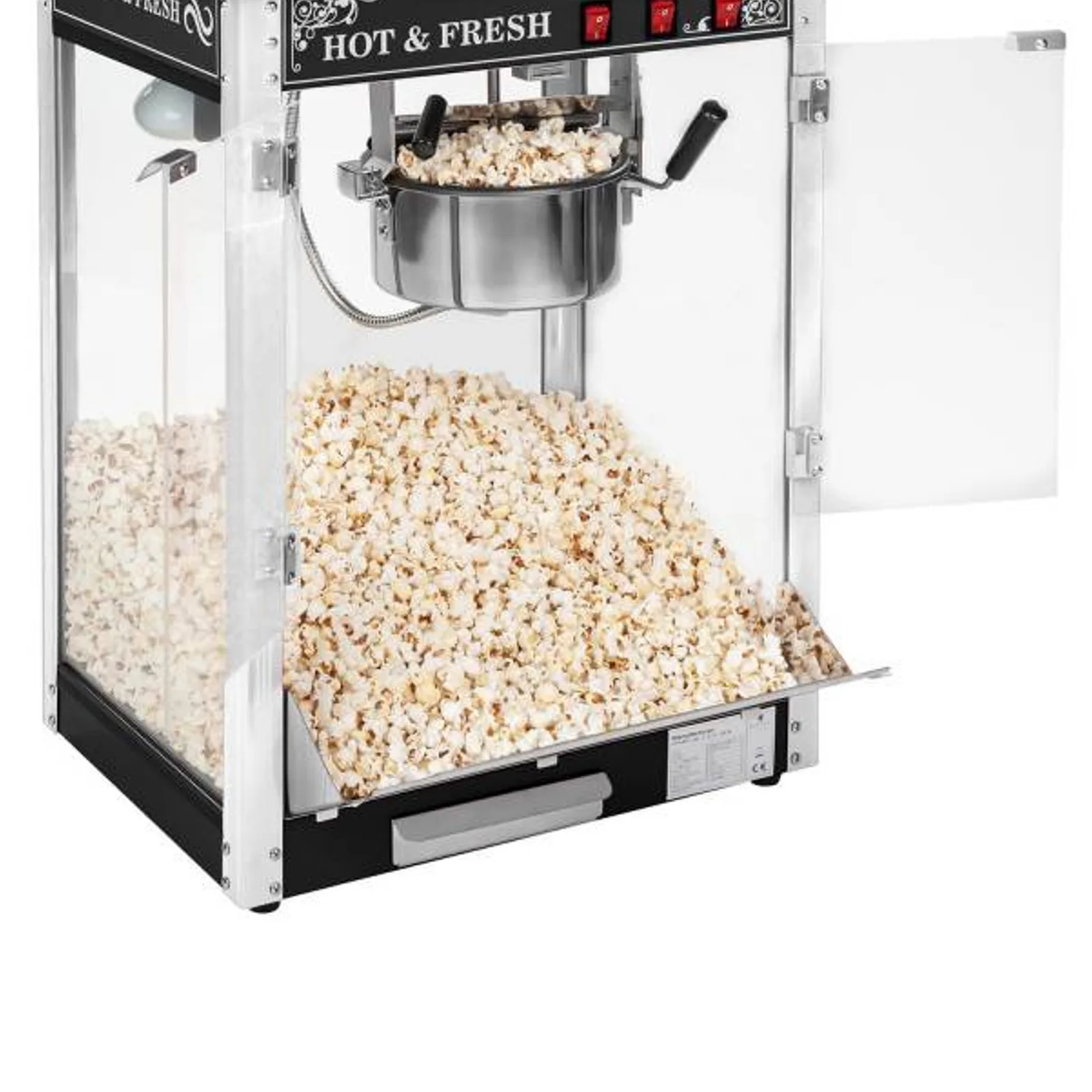 Aparat profesional de popcorn reglabil, de înaltă performanță, 230 V, 1,6 kW, negru 4