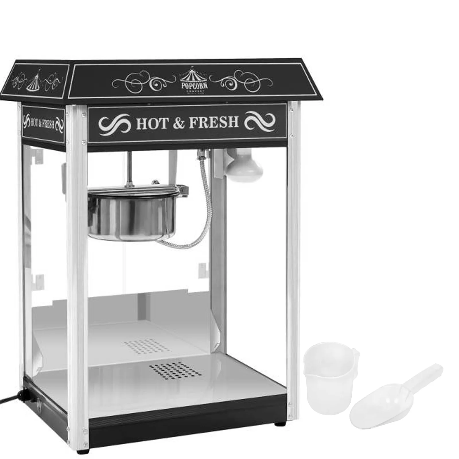Aparat profesional de popcorn reglabil, de înaltă performanță, 230 V, 1,6 kW, negru 3