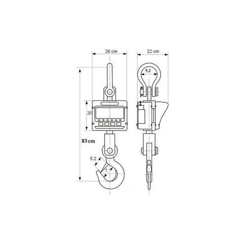 Industrial suspended hook scale for cranes or overhead cranes up to 10 tons - LCD 4