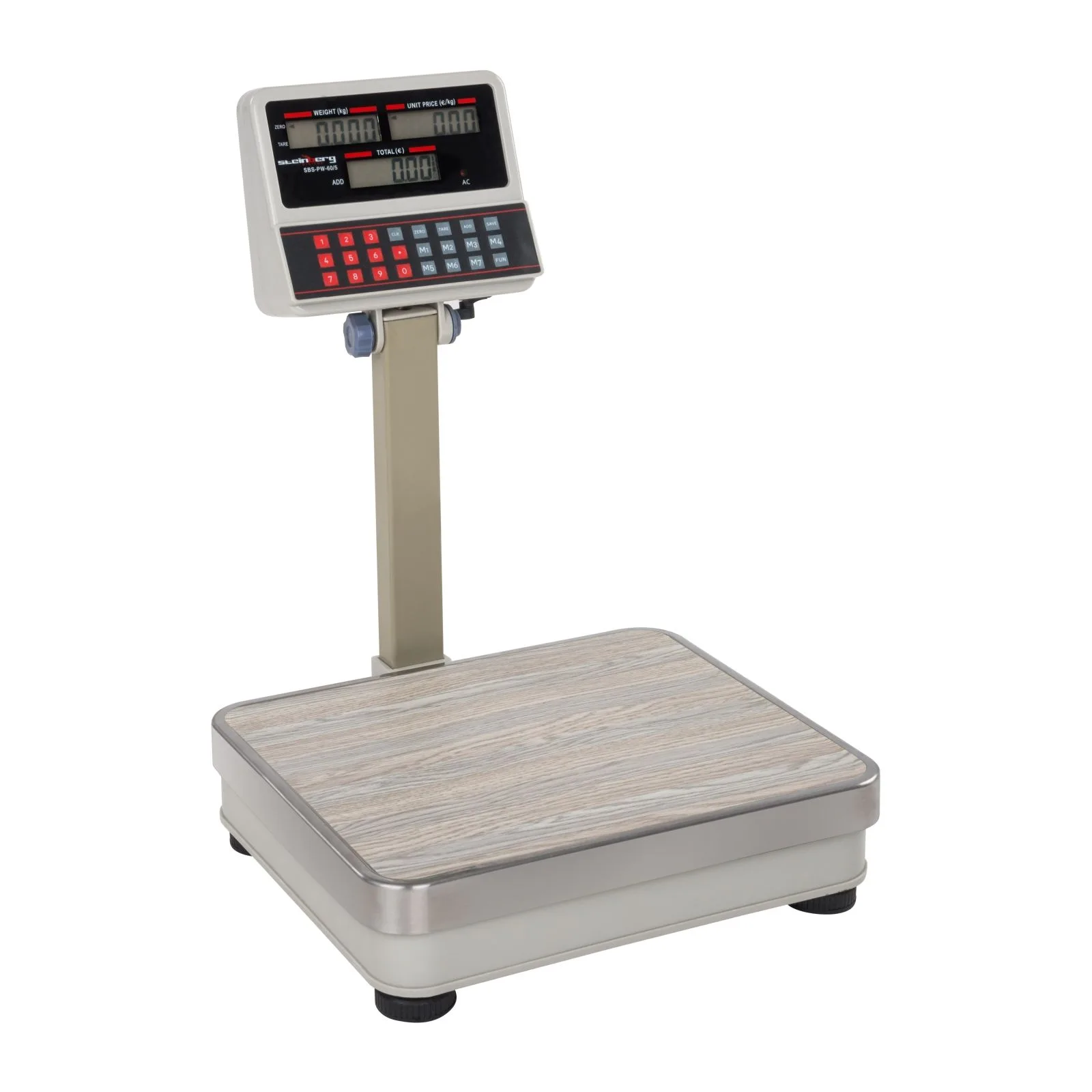 SBS-PW-60 LCD platformmérleg kiskereskedelmi használatra, 60 kg-ig