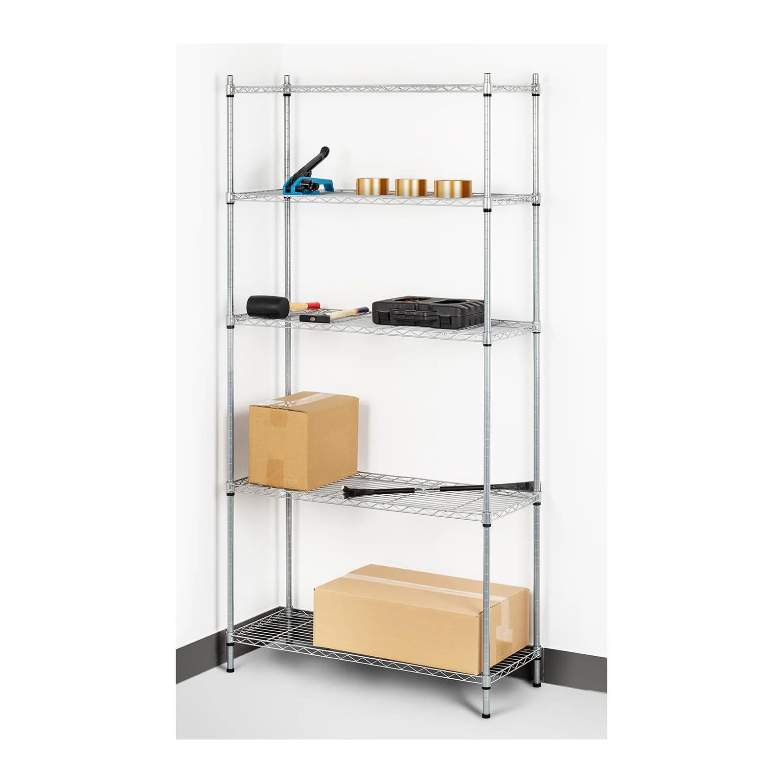 Regał magazynowy druciany ażurowy kolor szary 180x90x35cm do 150kg 7