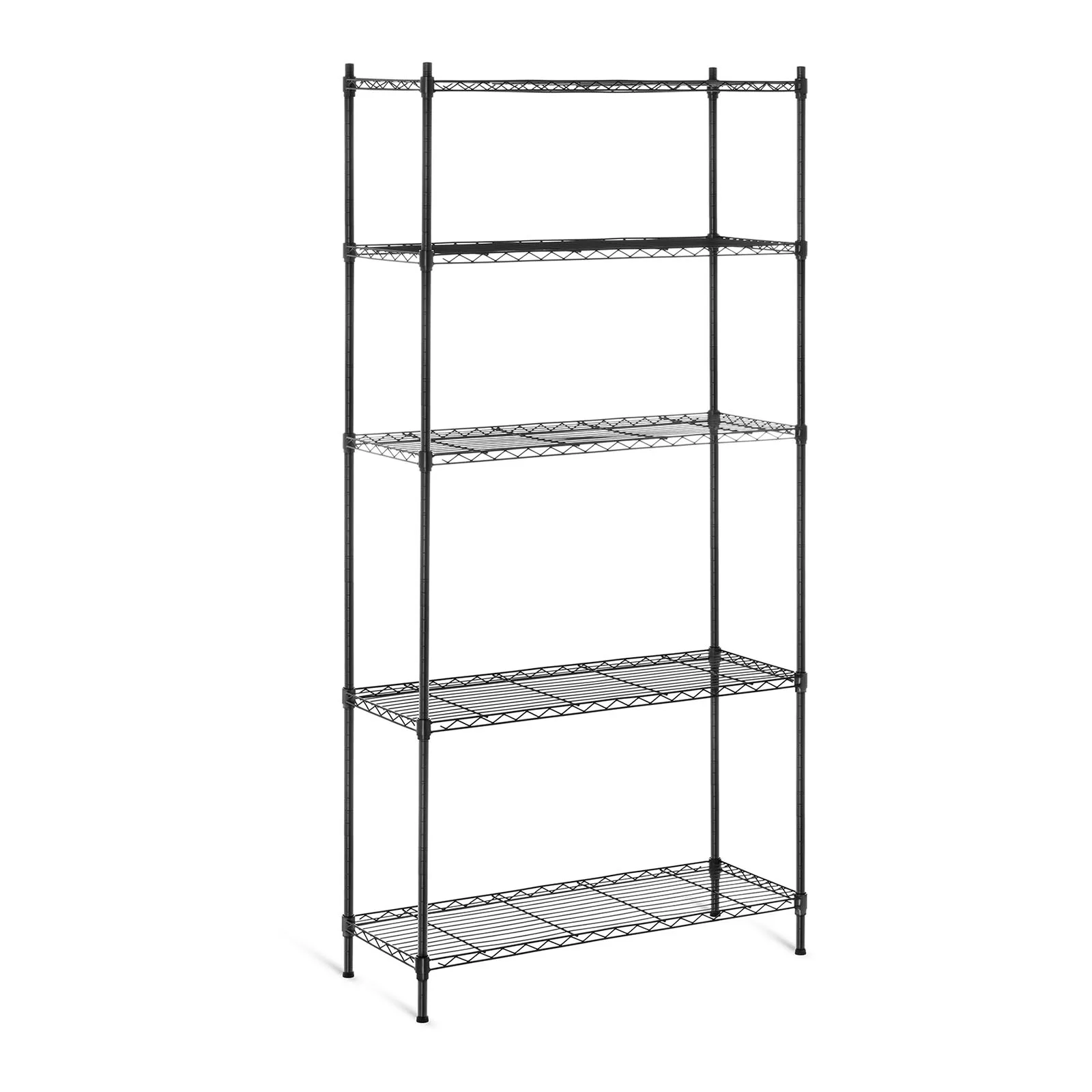 Schwarzes, durchbrochenes Drahtregal, 180 x 90 x 35 cm, bis zu 150 kg 2