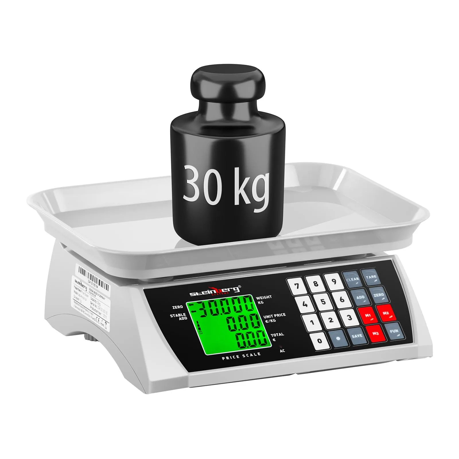 SBS-PW-301CA Cântar alimentar de 30 kg / 1 g pentru comerțul cu amănuntul, cu memorie și funcție de numărare a bucăților 3