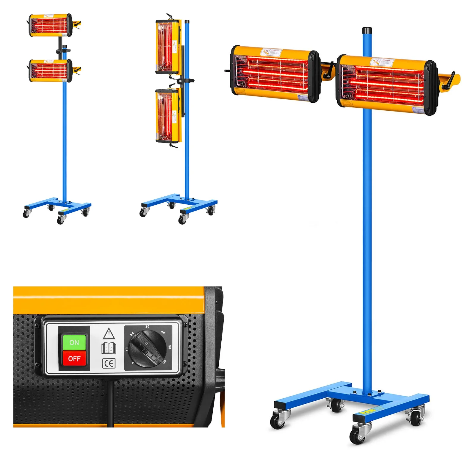 2200W IR-DRYER2000.2 infravörös hőlámpa festék szárításához, állvánnyal