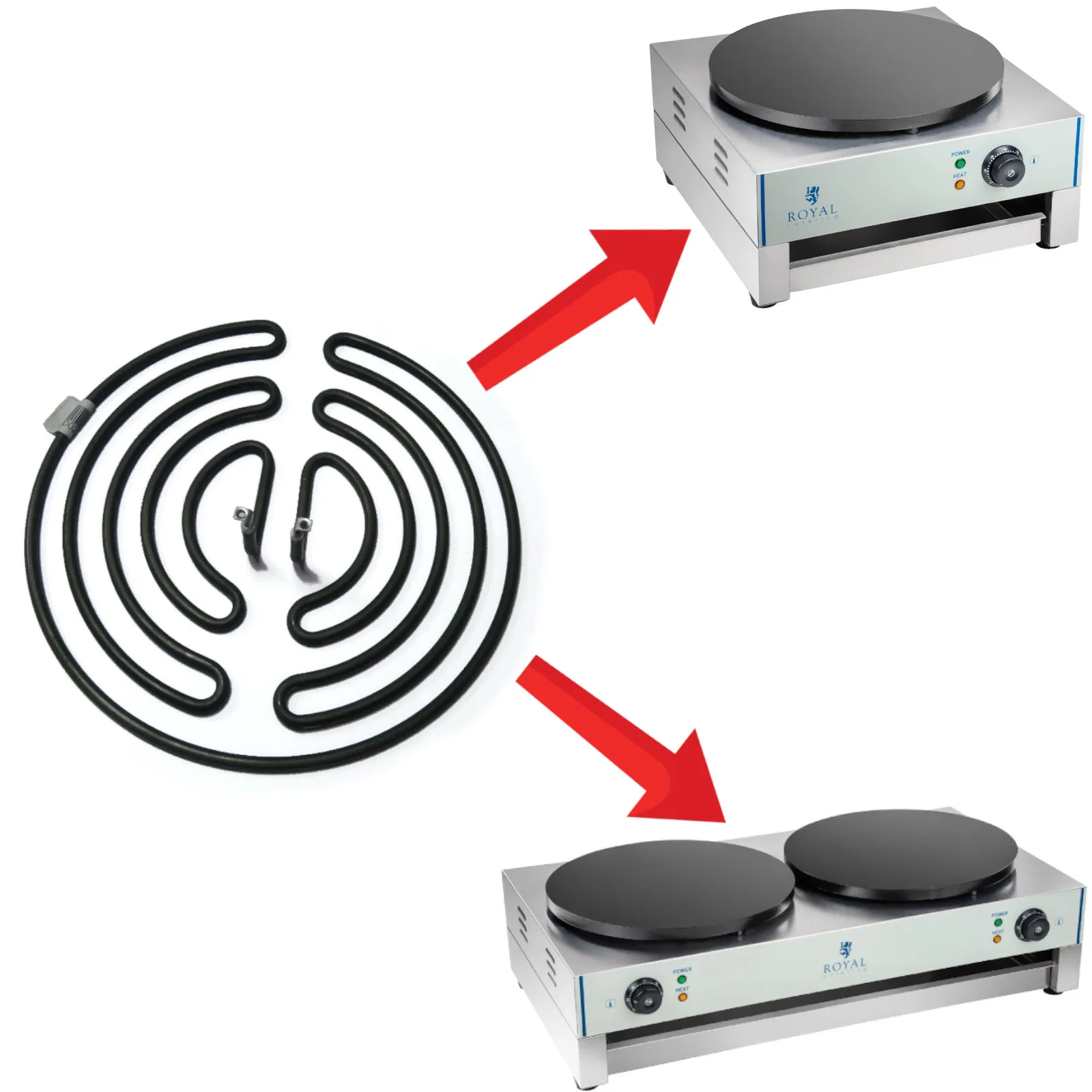 Heizelement für 40-cm-Pfannkuchenmaschine, Royal Catering, 3000 W, 230 V 3