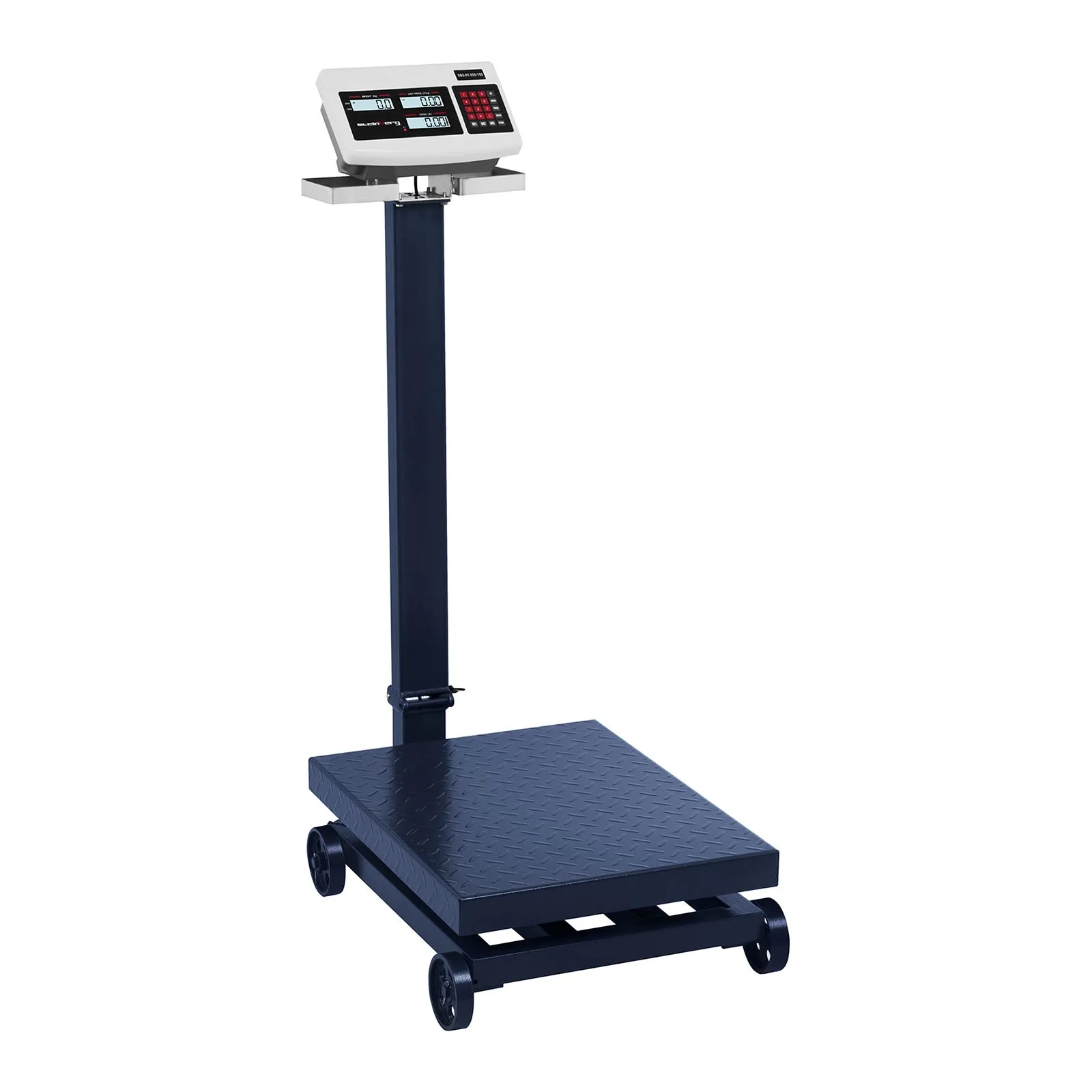 SBS-PF-600/100 LCD raktári emelvényes mérleg görgőkkel, 600 kg-ig