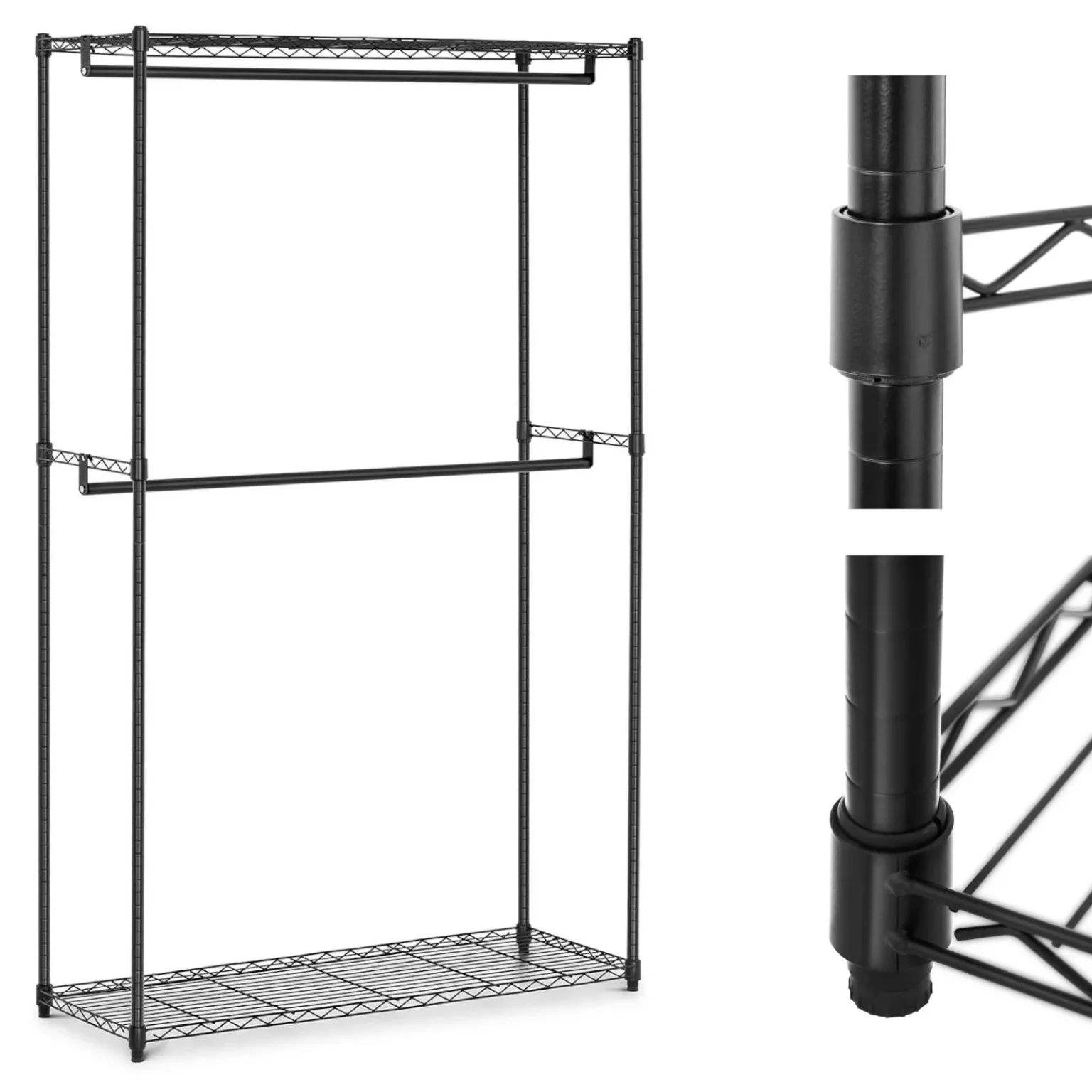 Drôtený vešiak na oblečenie do skríň a šatní, 2 police, 2 vešiaky, 120 x 45 x 180 cm, nosnosť až 200 kg
