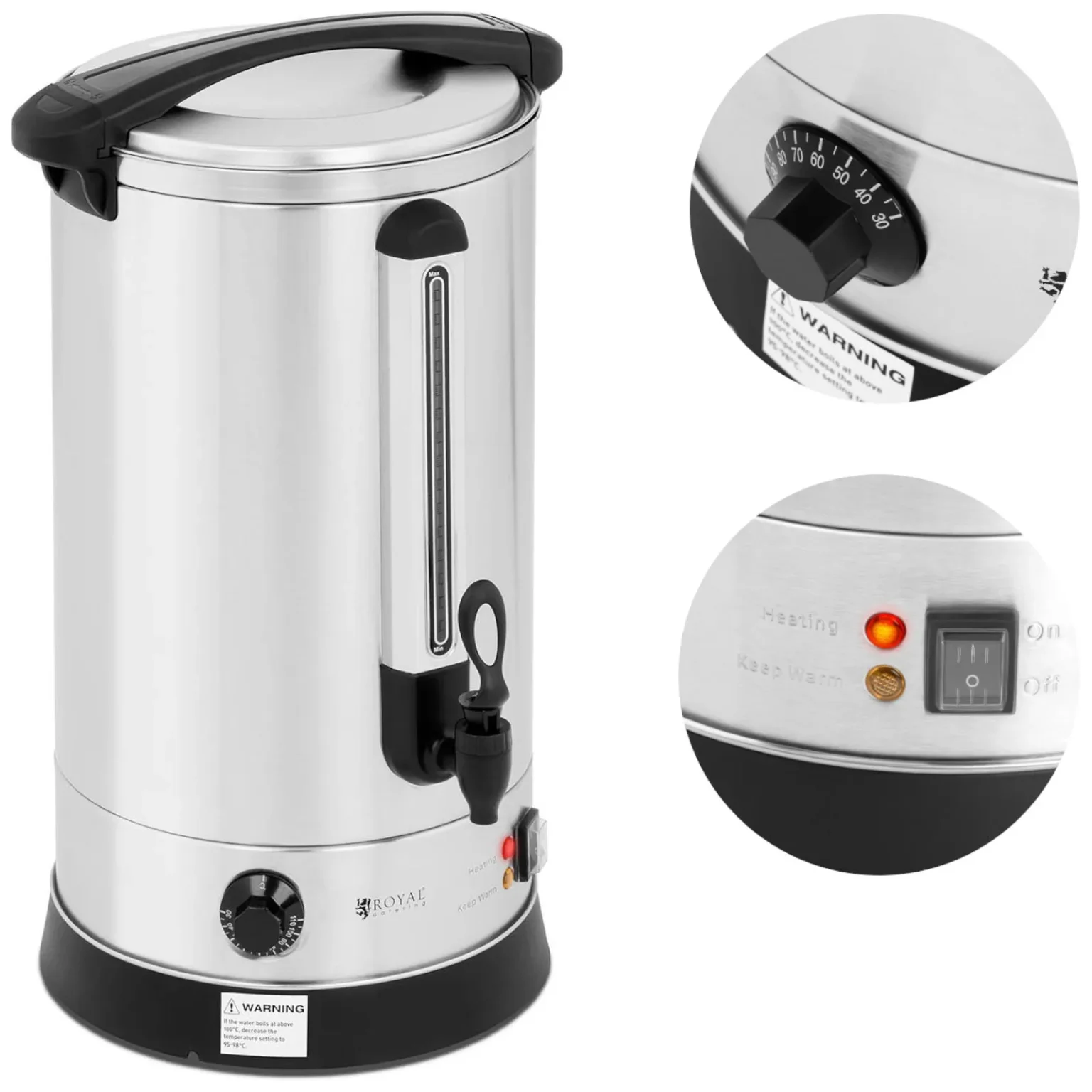 Warnik grijač za kuhanje vina, dvostruko zidana čelična posuda, 20,5 L, 2500 W Warnik grijač za kuhanje vina, dvostruko zidana čelična posuda, 20,5 L, 2500 W