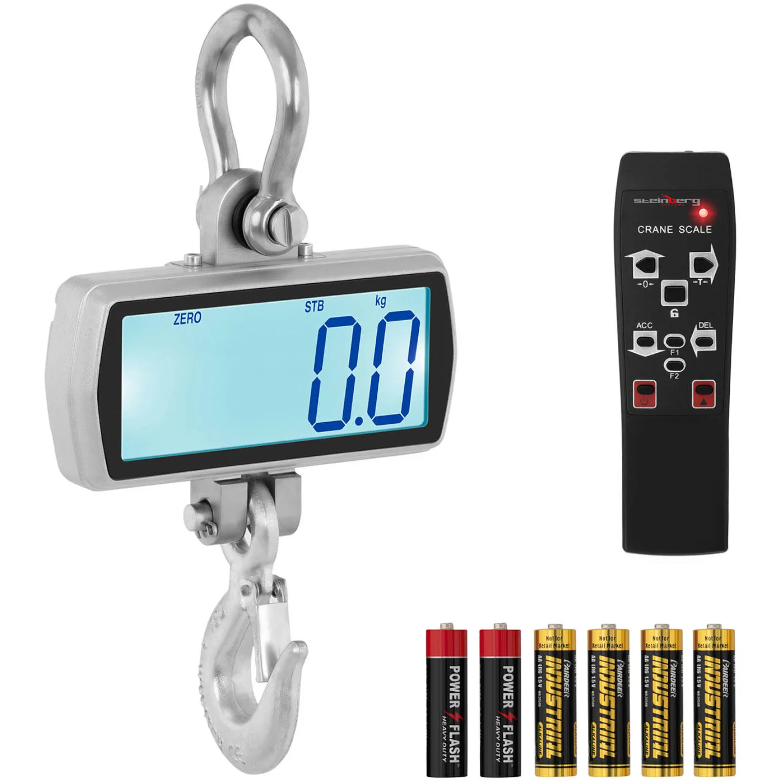 Hanging hook scale for warehouses with remote control, large LCD display, 500 / 0.1 kg 2