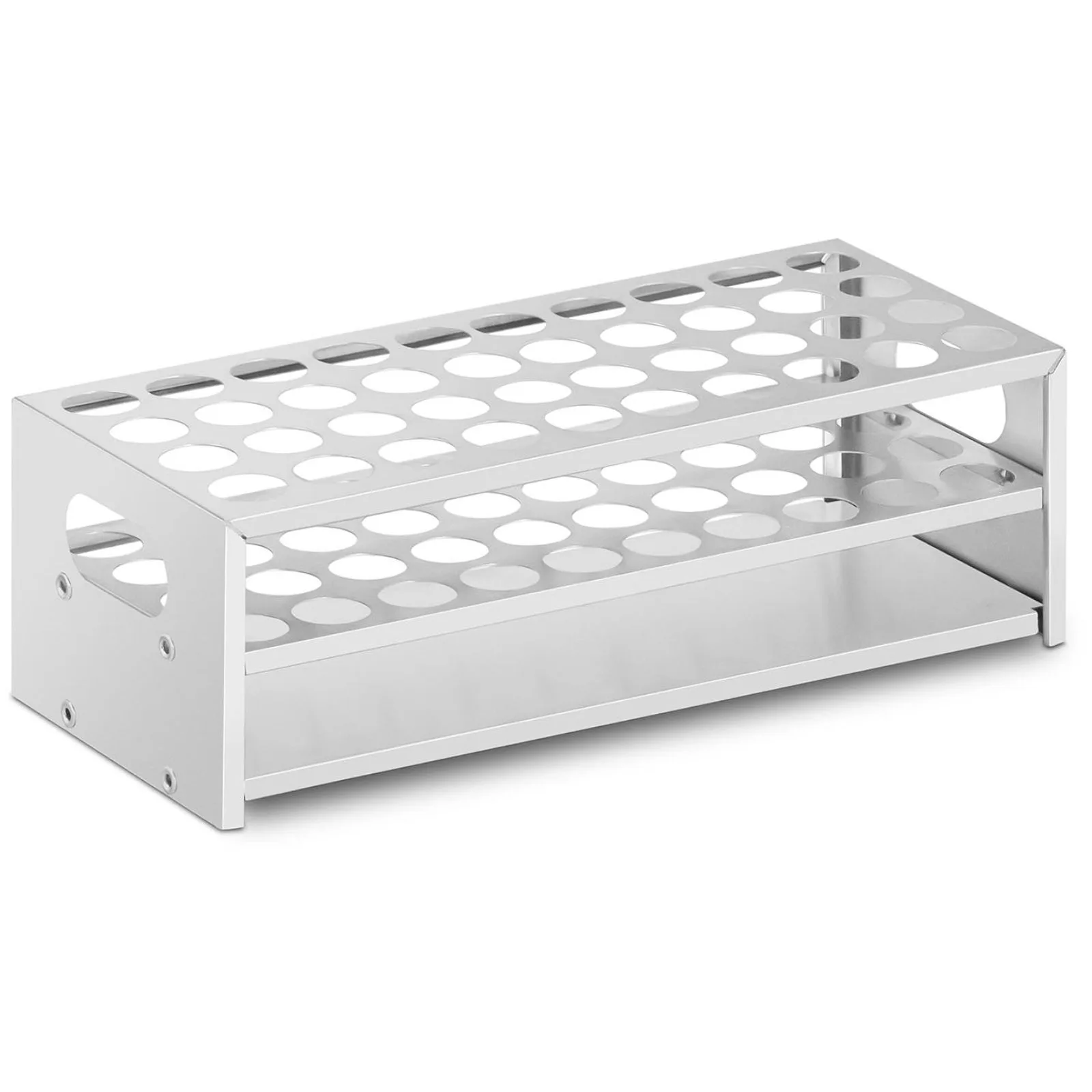 Alumínium laboratóriumi kémcsőállvány, 22,5 mm átmérőjű, 40 helyes
