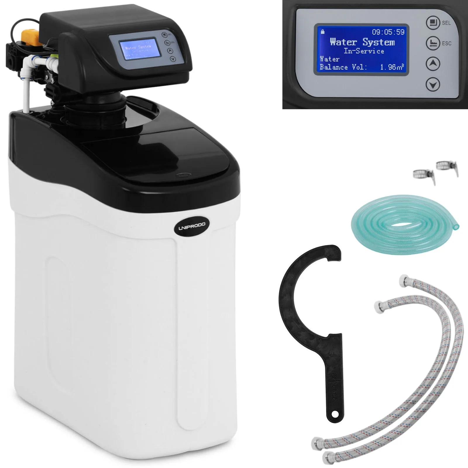 Vízlágyító és vízkőmentesítő automatikus szeleppel, 6,5 l, 3,3 W, LCD