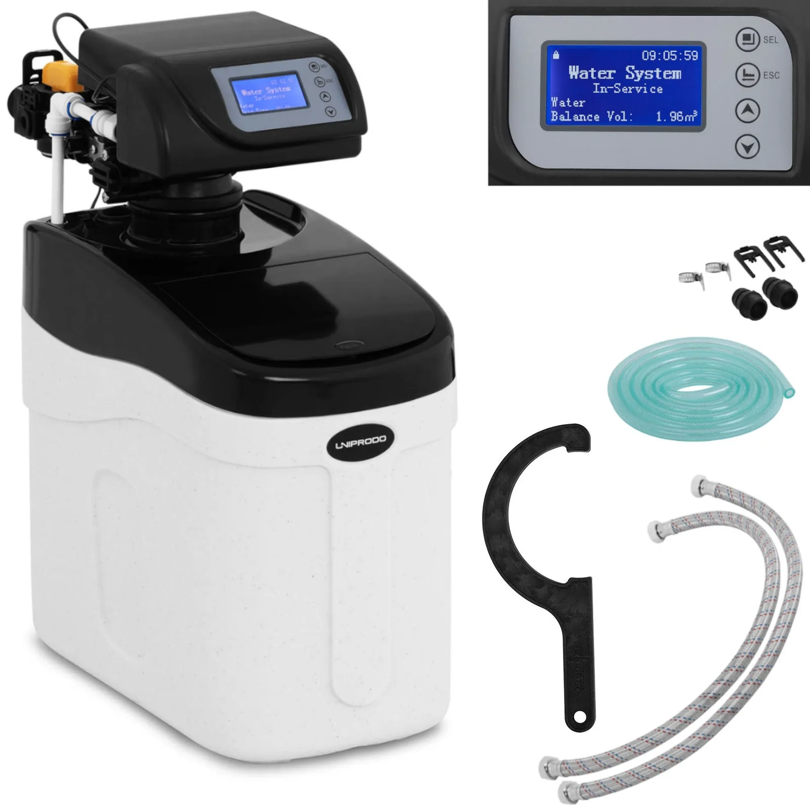 Vízlágyító és vízkőmentesítő automatikus szeleppel, 5 l, 3,3 W, LCD