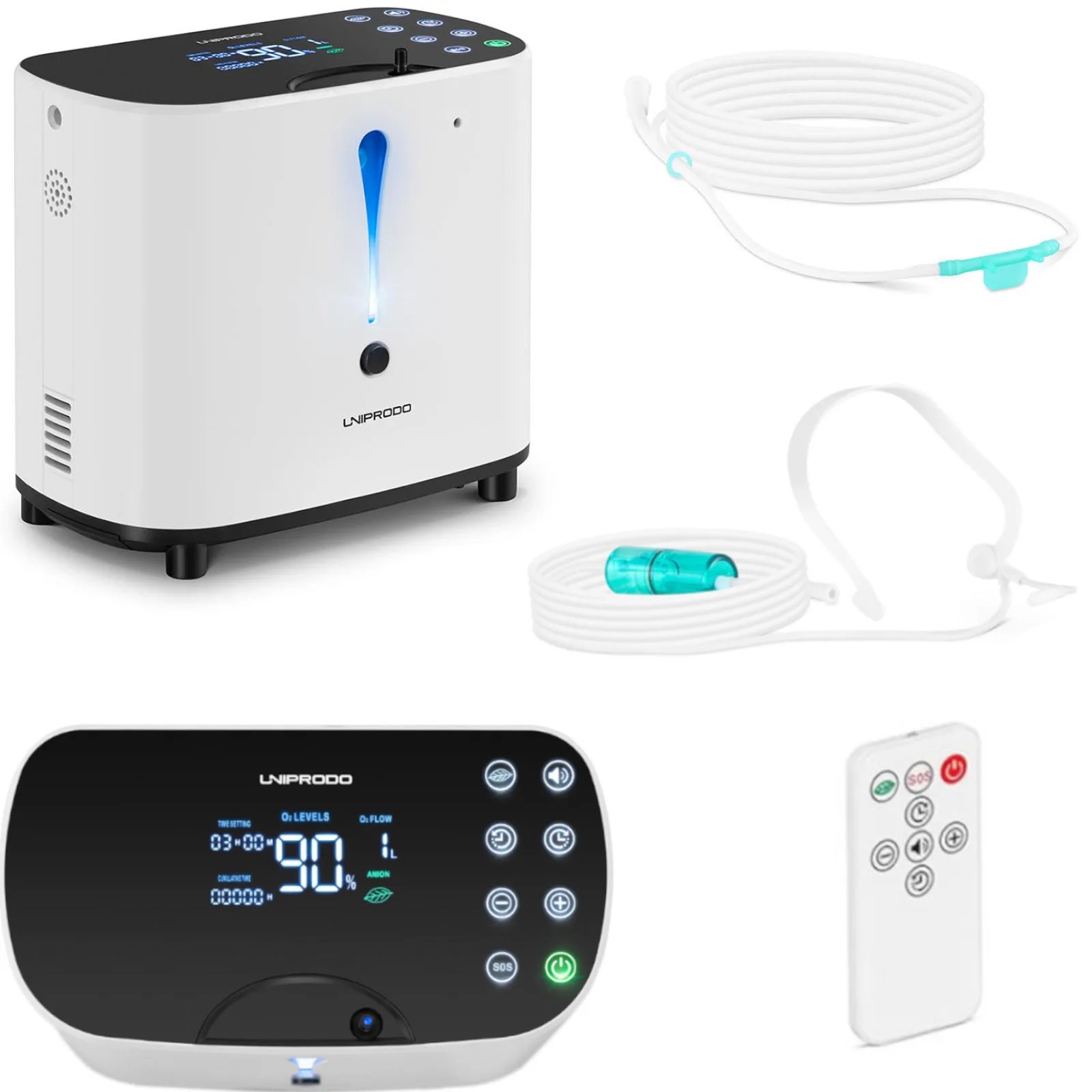 Uniprodo LED oxigénkoncentrátor 1–6 l, 28–90%