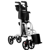 Cadru de reabilitare 2-în-1 cu funcție de scaun cu rotile, pliabil, cu geantă, până la 136 kg 3