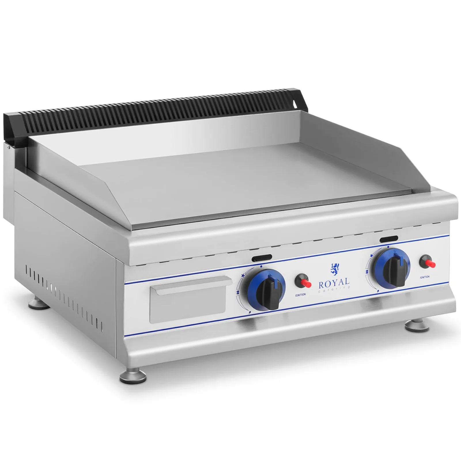Kétégős, sima felületű gázgrill LPG / propán-butánhoz 2 x 3000 W 30 mbar