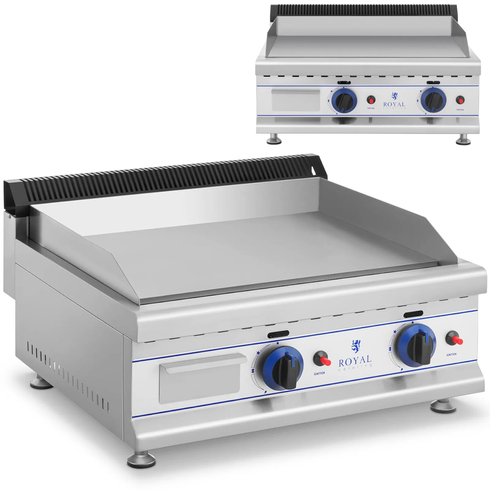 Kétégős, sima felületű gázgrill LPG / propán-butánhoz 2 x 3000 W 30 mbar