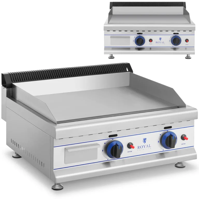 Kétégős, sima felületű gázgrill LPG / propán-butánhoz 2 x 3000 W 30 mbar