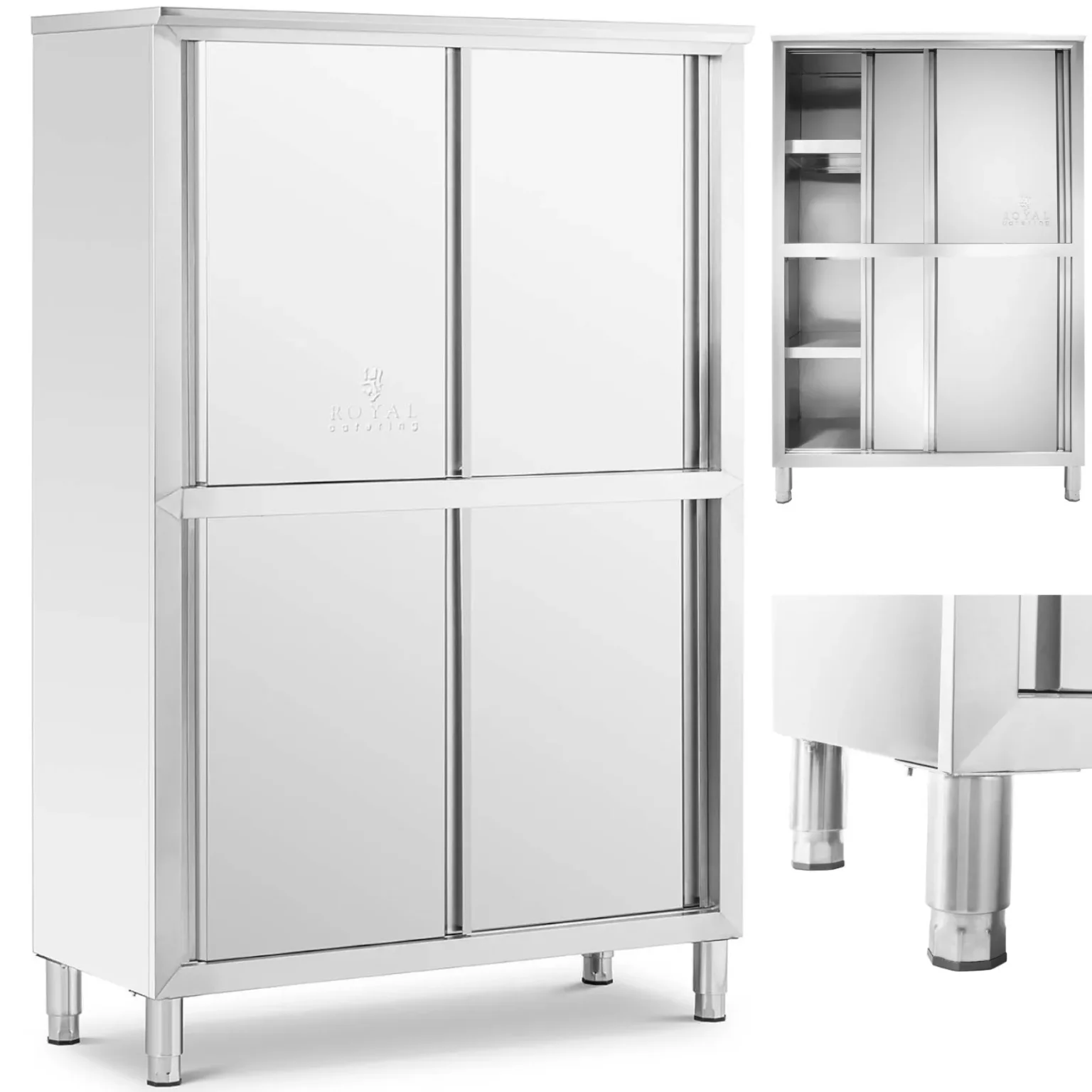 Dulap de depozitare din oțel inoxidabil pentru catering, cu uși glisante, 180x118x50cm Dulap de depozitare din oțel inoxidabil pentru catering, cu uși glisante, 180x118x50cm