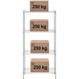 Kromirana radionica polica, 4 žičane police, nosivost do 1 tone (1000 kg), 90x45x180 cm 6