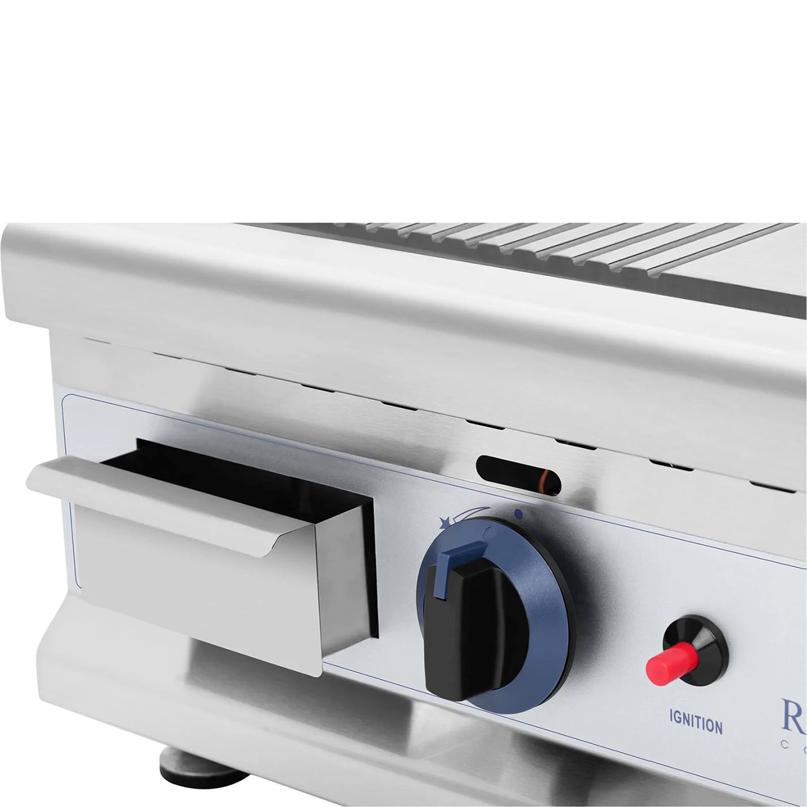 Double-burner smooth and grooved stainless steel gas grill for natural gas, 2x 3.1 kW, 0.02 bar, 60 x 40 cm 3