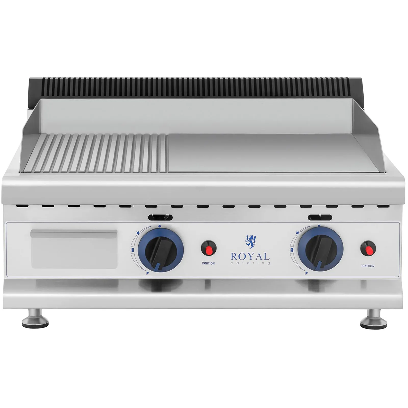 Double-burner smooth and grooved stainless steel gas grill for natural gas, 2x 3.1 kW, 0.02 bar, 60 x 40 cm 6