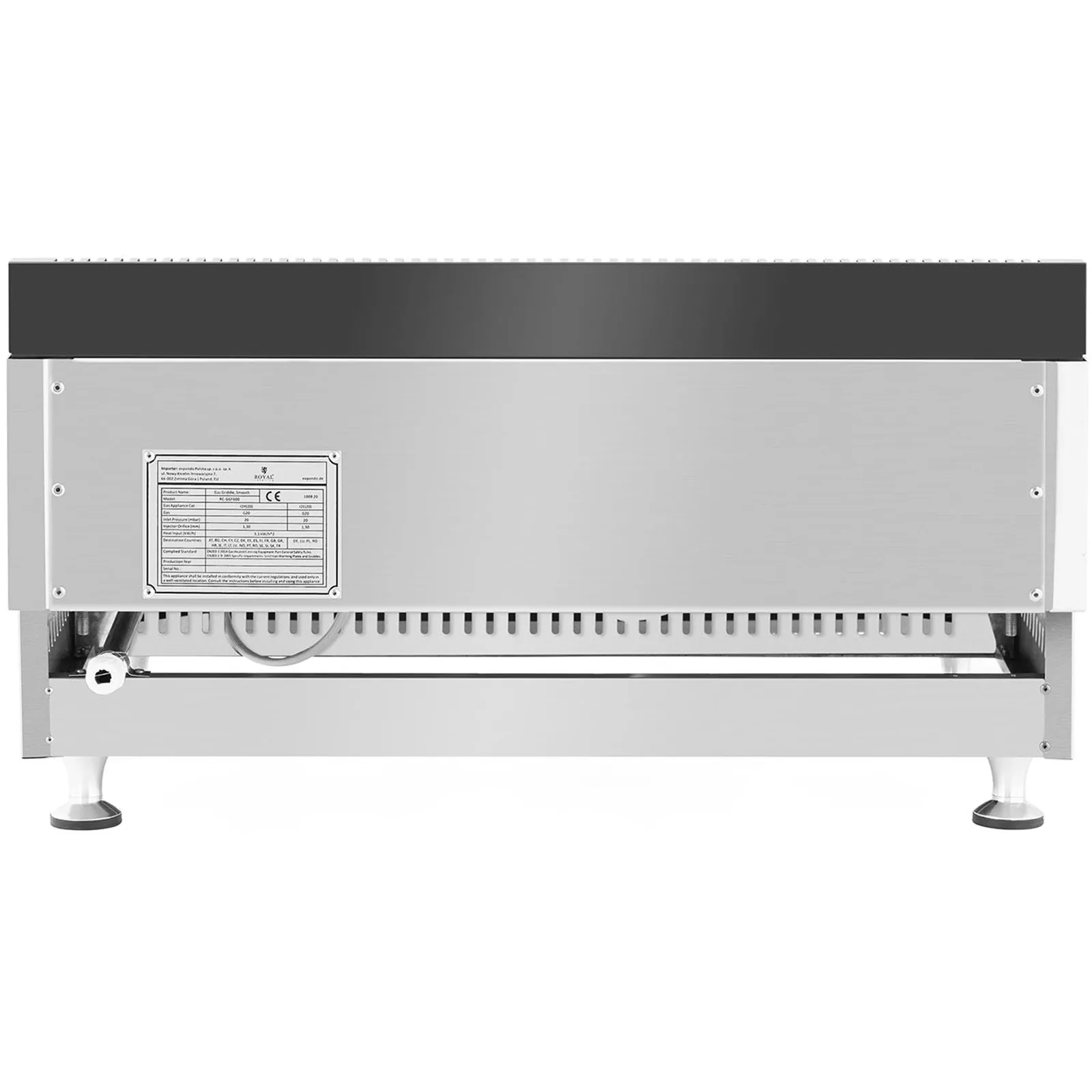 Double-burner smooth-top adjustable stainless steel gas grill for natural gas, 2x 3.1 kW, 0.02 bar, 60 x 40 cm 5