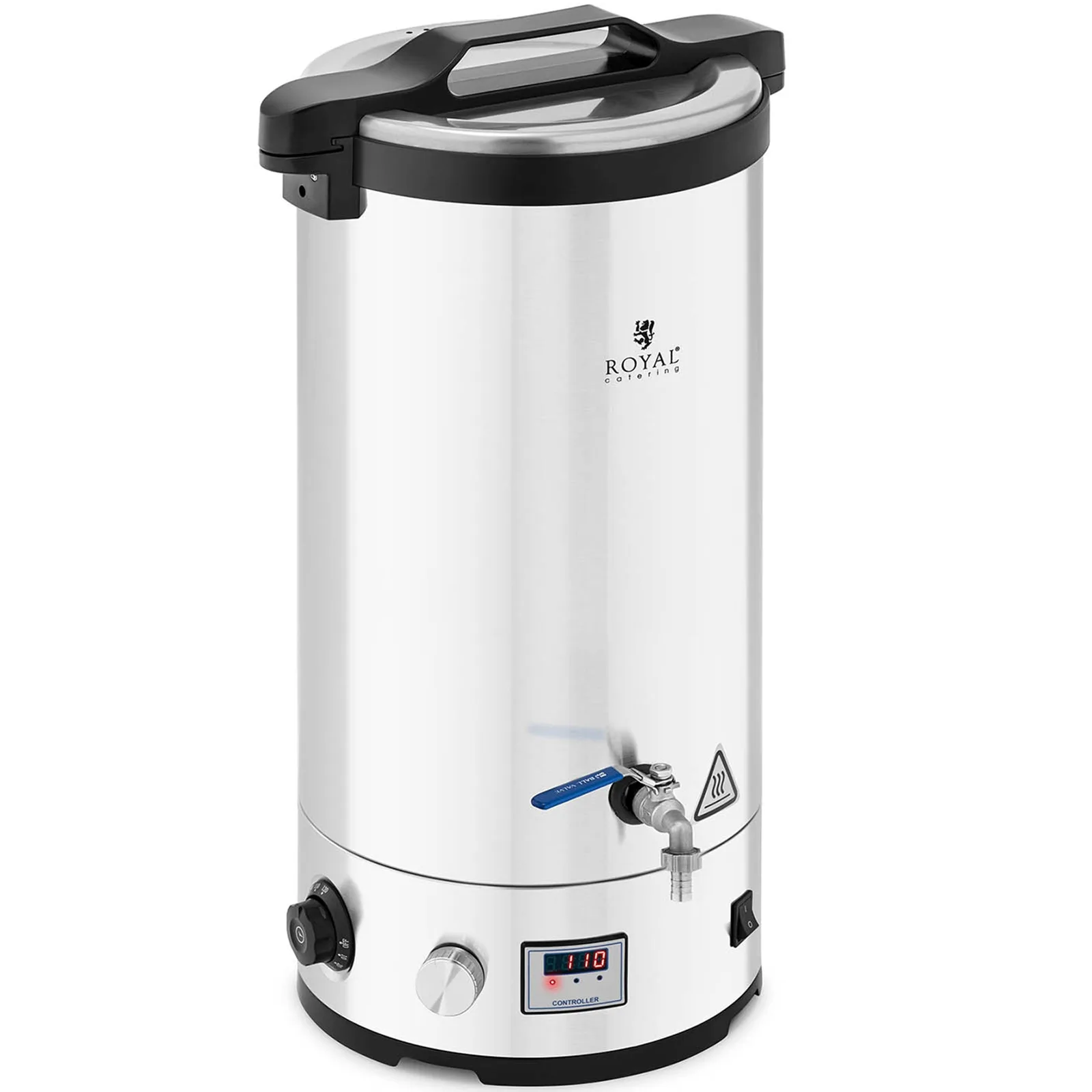 Cuva de amestecare pentru producția de bere cu temporizator, oțel inoxidabil, 30-110 °C, LED, 2500 W, 30 l 2