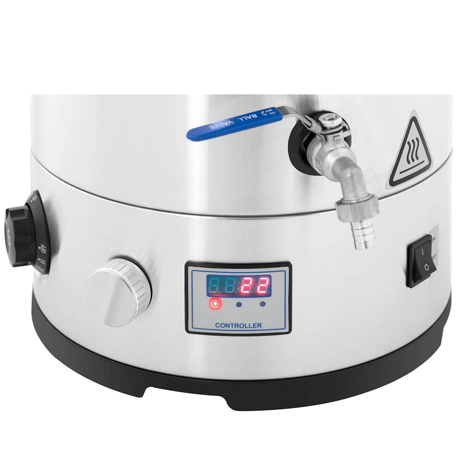 Cuva de amestecare pentru producția de bere cu temporizator, oțel inoxidabil, 30-110 °C, LED, 2500 W, 30 l 3