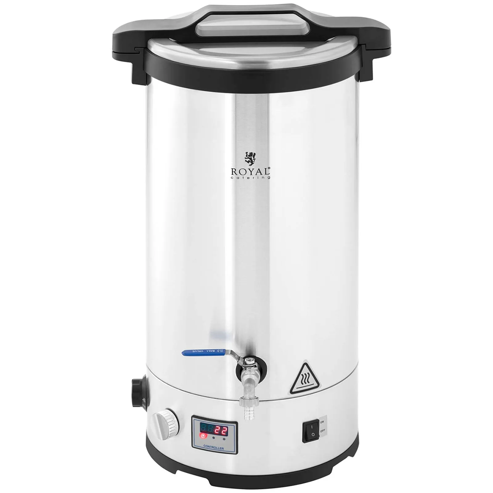 Cuva de amestecare pentru producția de bere cu temporizator, oțel inoxidabil, 30-110 °C, LED, 2500 W, 30 l 6