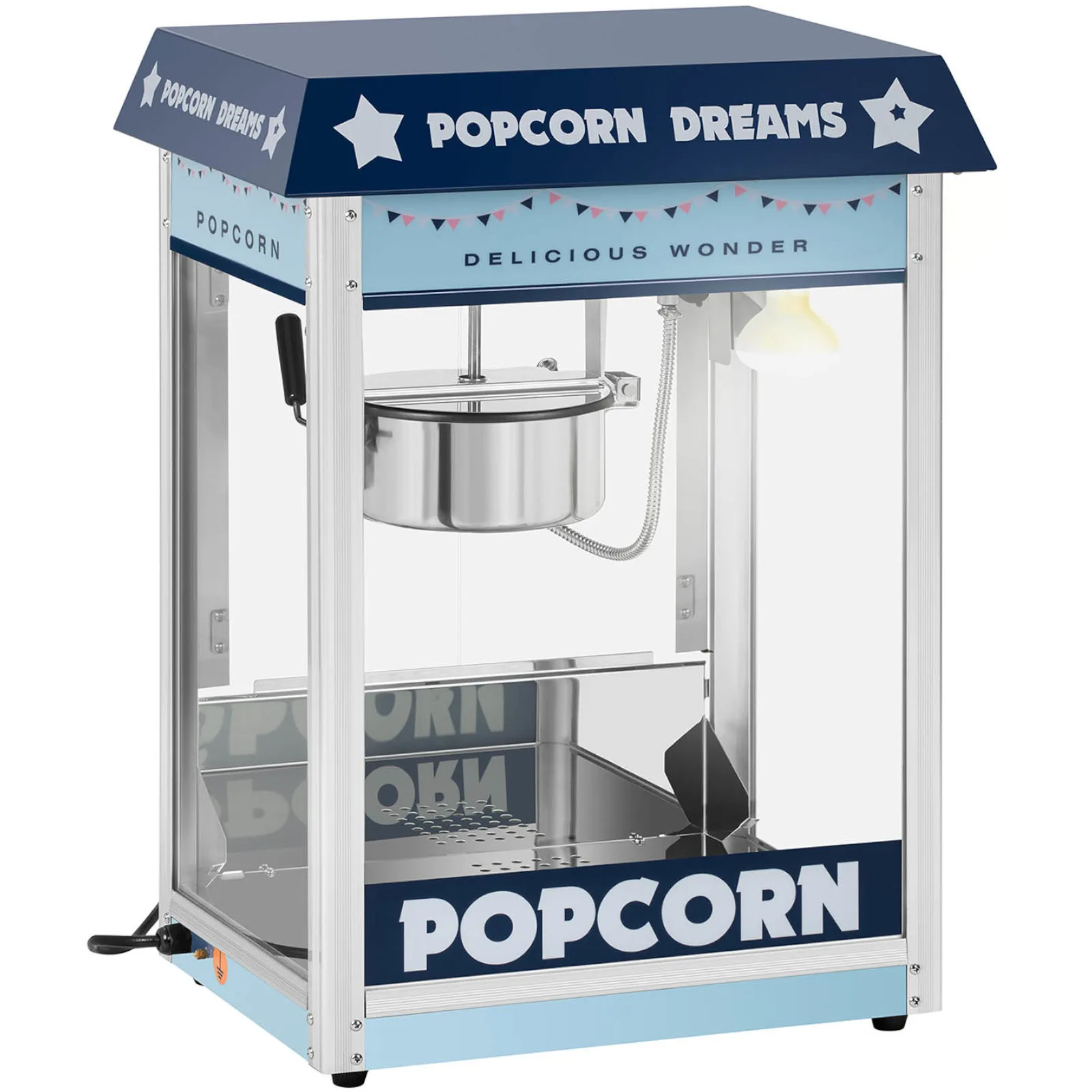 TEFLON 1600 W 5-6 kg/h retro automatický stroj na výrobu popcornu – modrý 10
