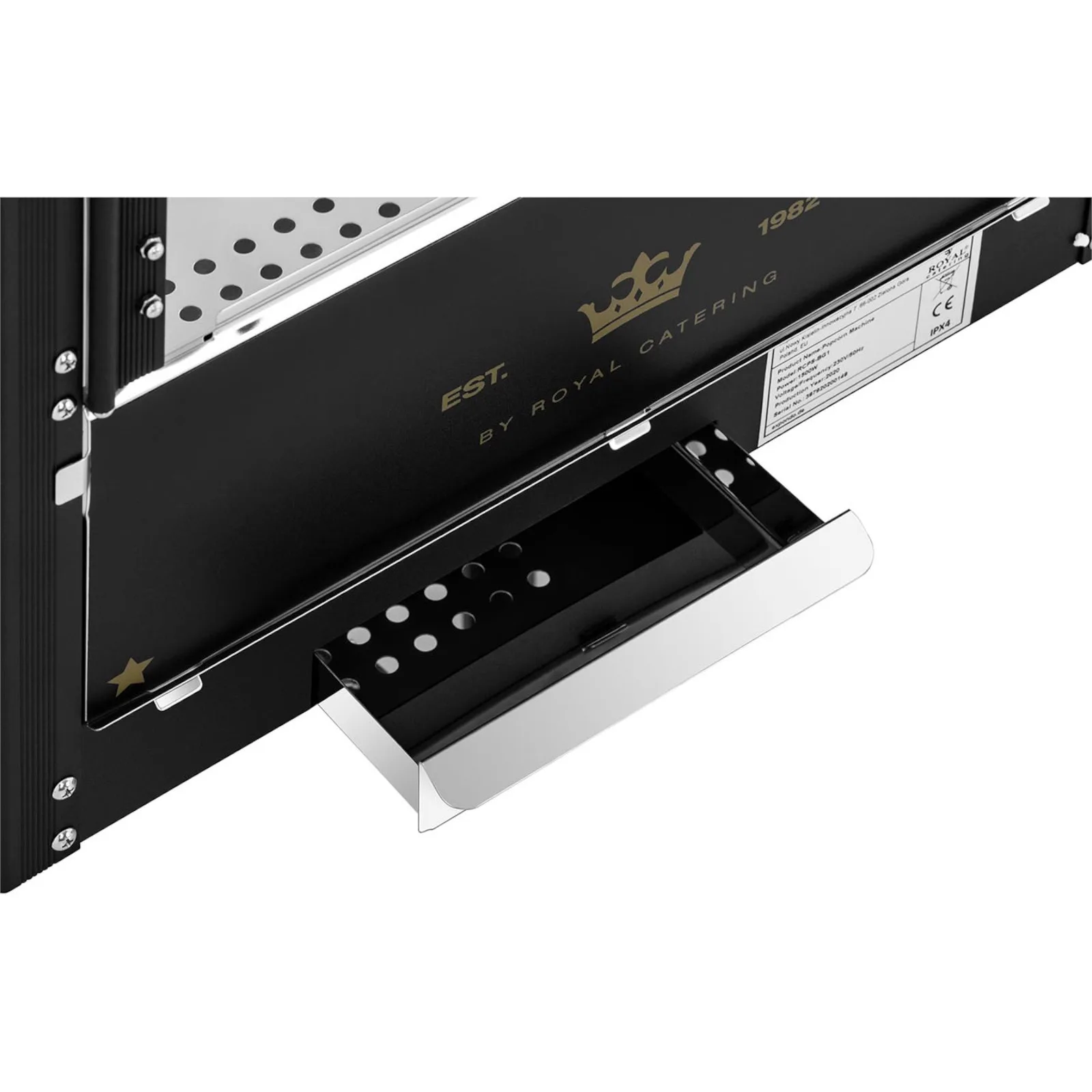 Maszyna automat urządzenie do prażenia popcornu retro TEFLON 1600 W 5-6 kg/h - czarno-złota 8