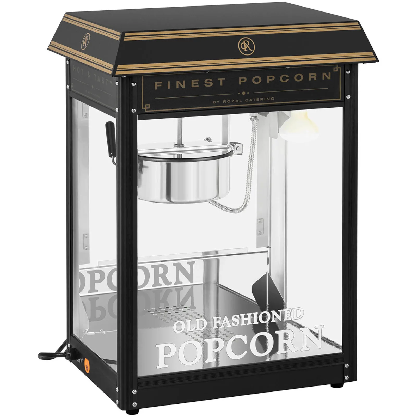 Maszyna automat urządzenie do prażenia popcornu retro TEFLON 1600 W 5-6 kg/h - czarno-złota 10