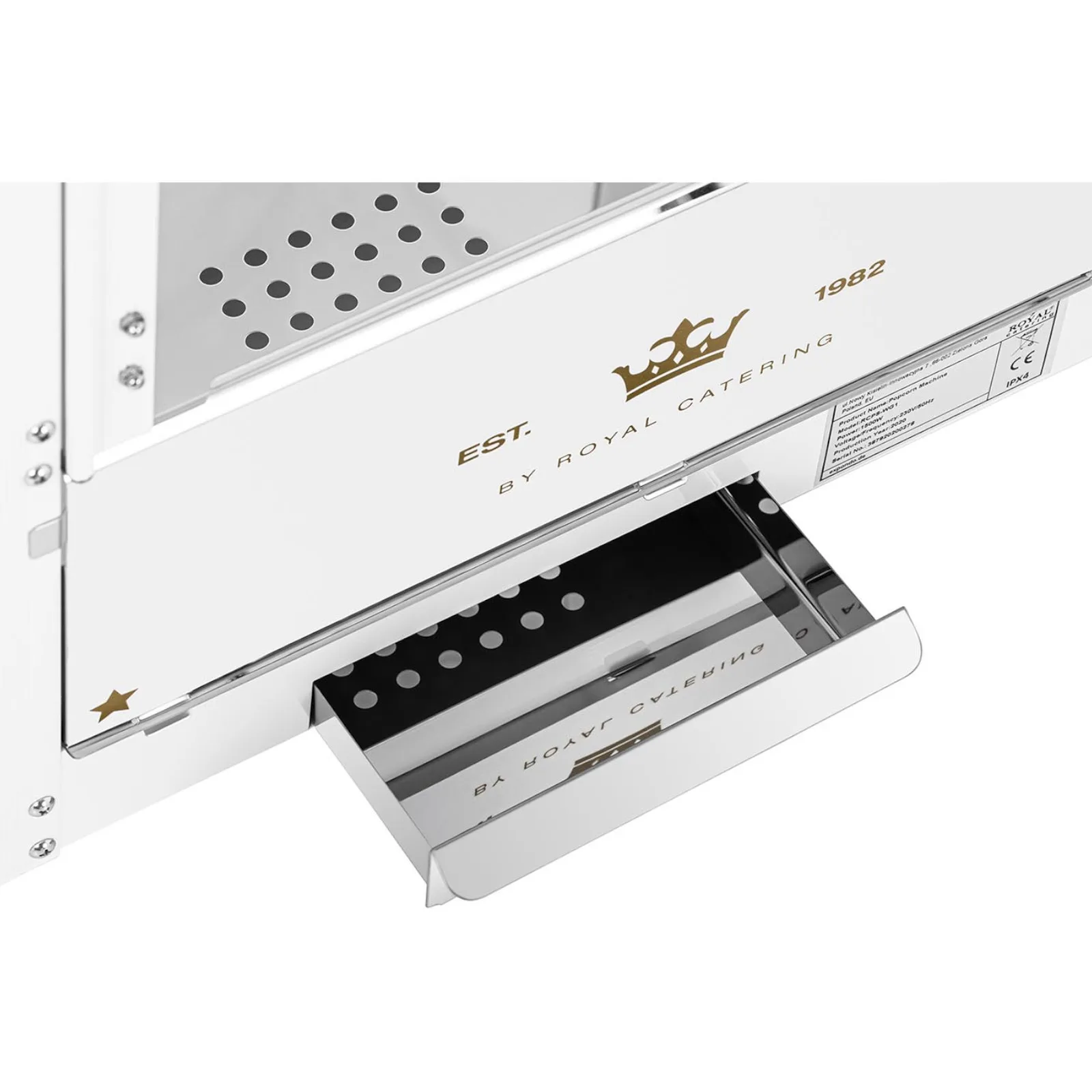 TEFLON 1600 W 5-6 kg/h retro automatski aparat za kokice - bijela i zlatna 8