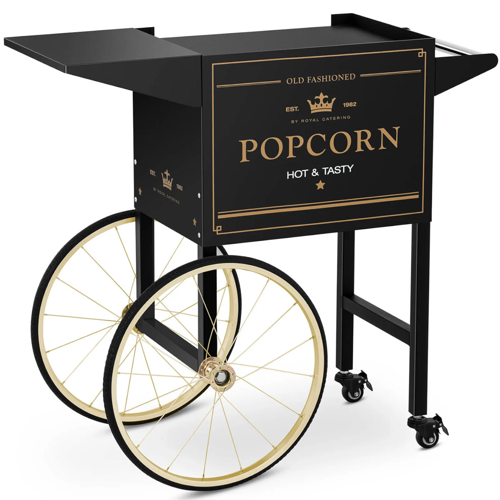 Wózek podstawa do maszyny do popcornu z szafką retro 51 x 37 cm - czarno-złoty 2