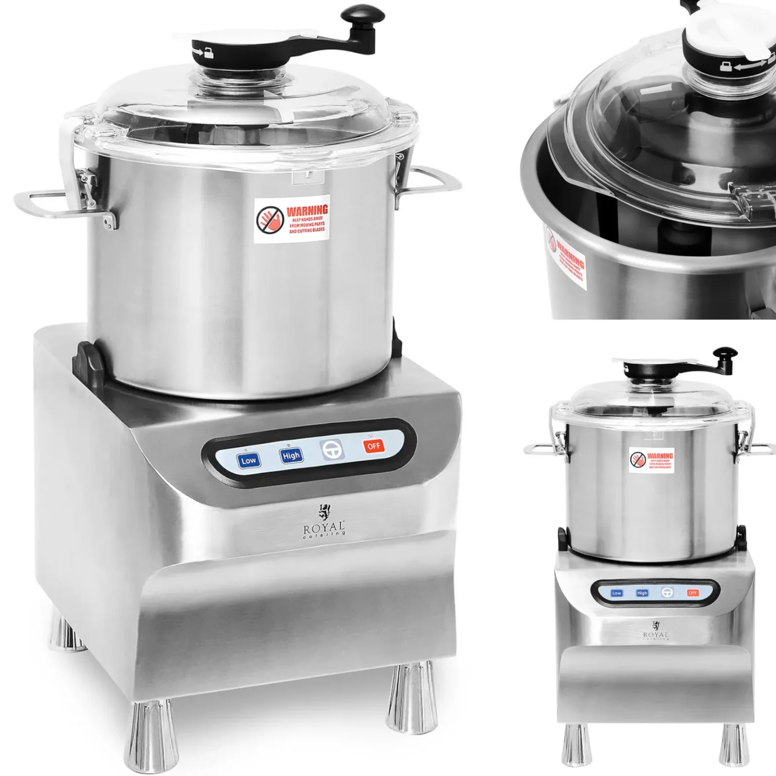Robot de bucătărie comercial pentru tocarea, măcinarea și felierea cărnii și legumelor, 12 L, 1500/2200 RPM, 1500 W
