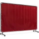 Zváracia ochranná clona s rámom na kolieskach, 239 x 175 cm – červená 2