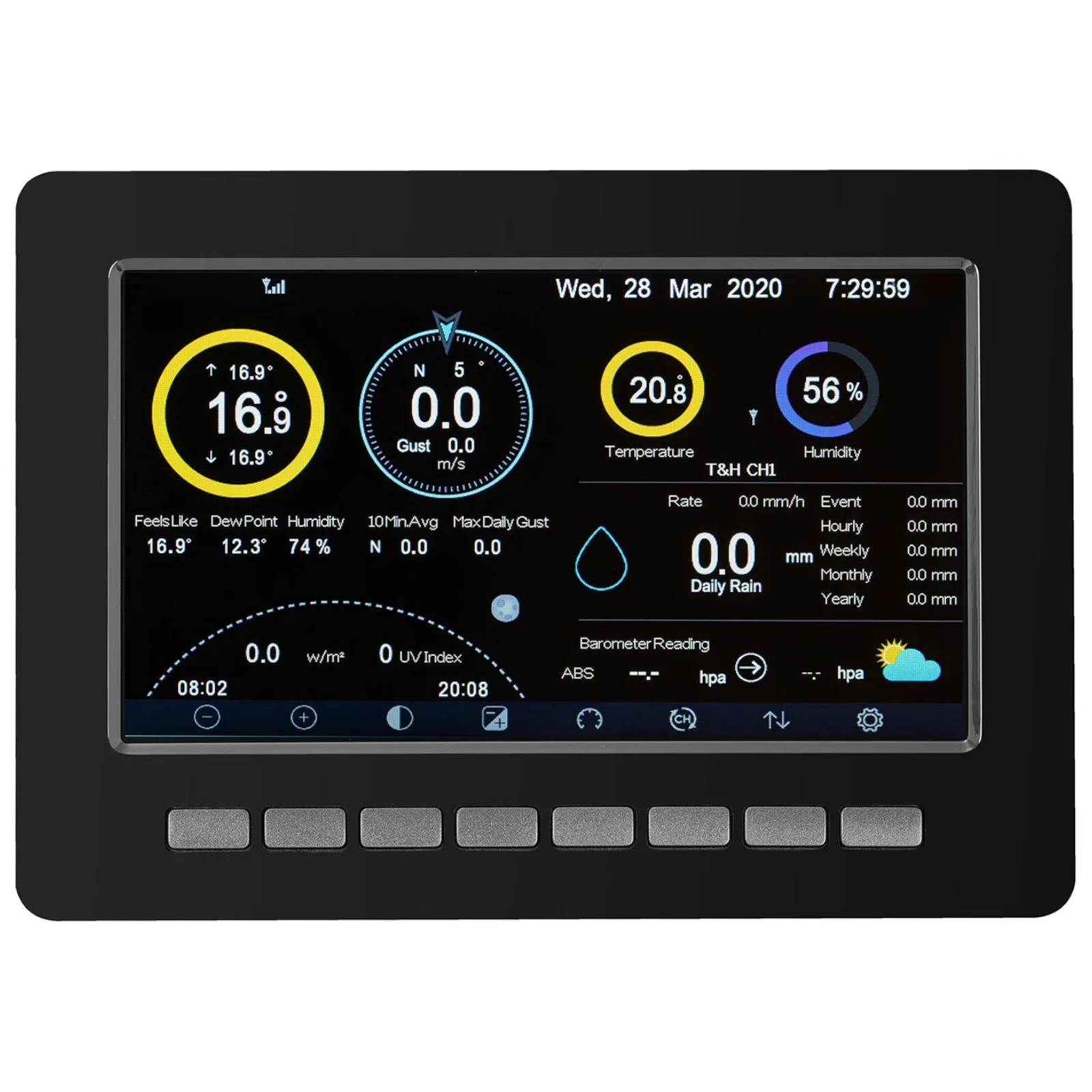 7 az 1-ben vezeték nélküli napelemes időjárásállomás LCD-kijelzővel és WiFi-vel (100 m hatótávolság) 3