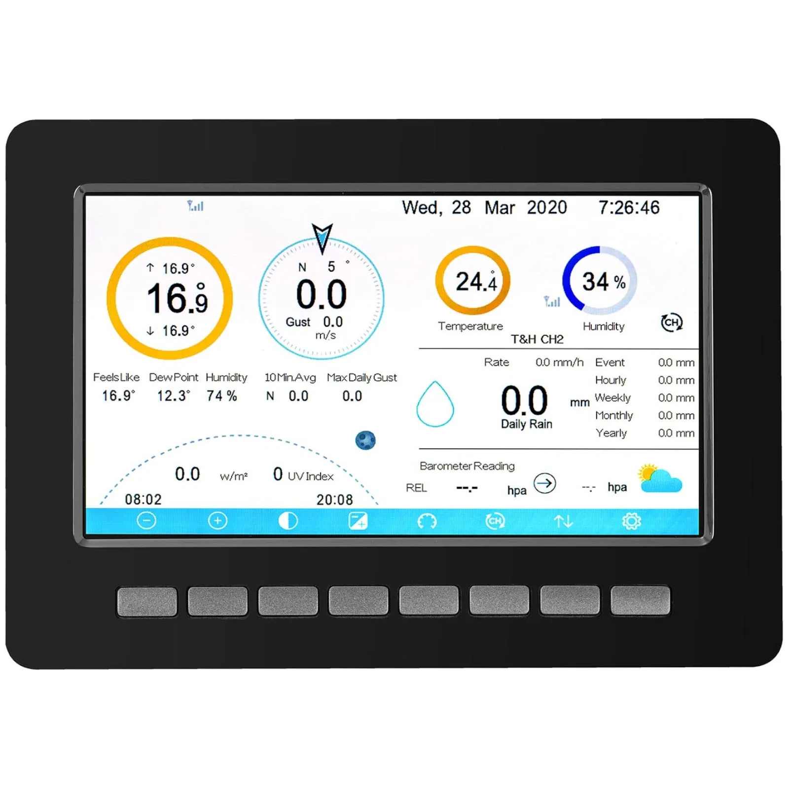 7 az 1-ben vezeték nélküli napelemes időjárásállomás LCD-kijelzővel és WiFi-vel (100 m hatótávolság) 4