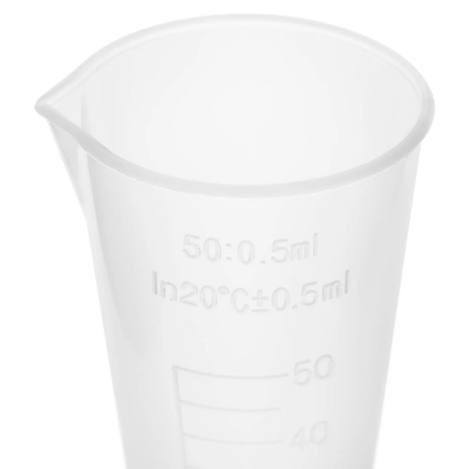 50 ml-es, skálázott műanyag laboratóriumi mérőpohár – 10 db. 3