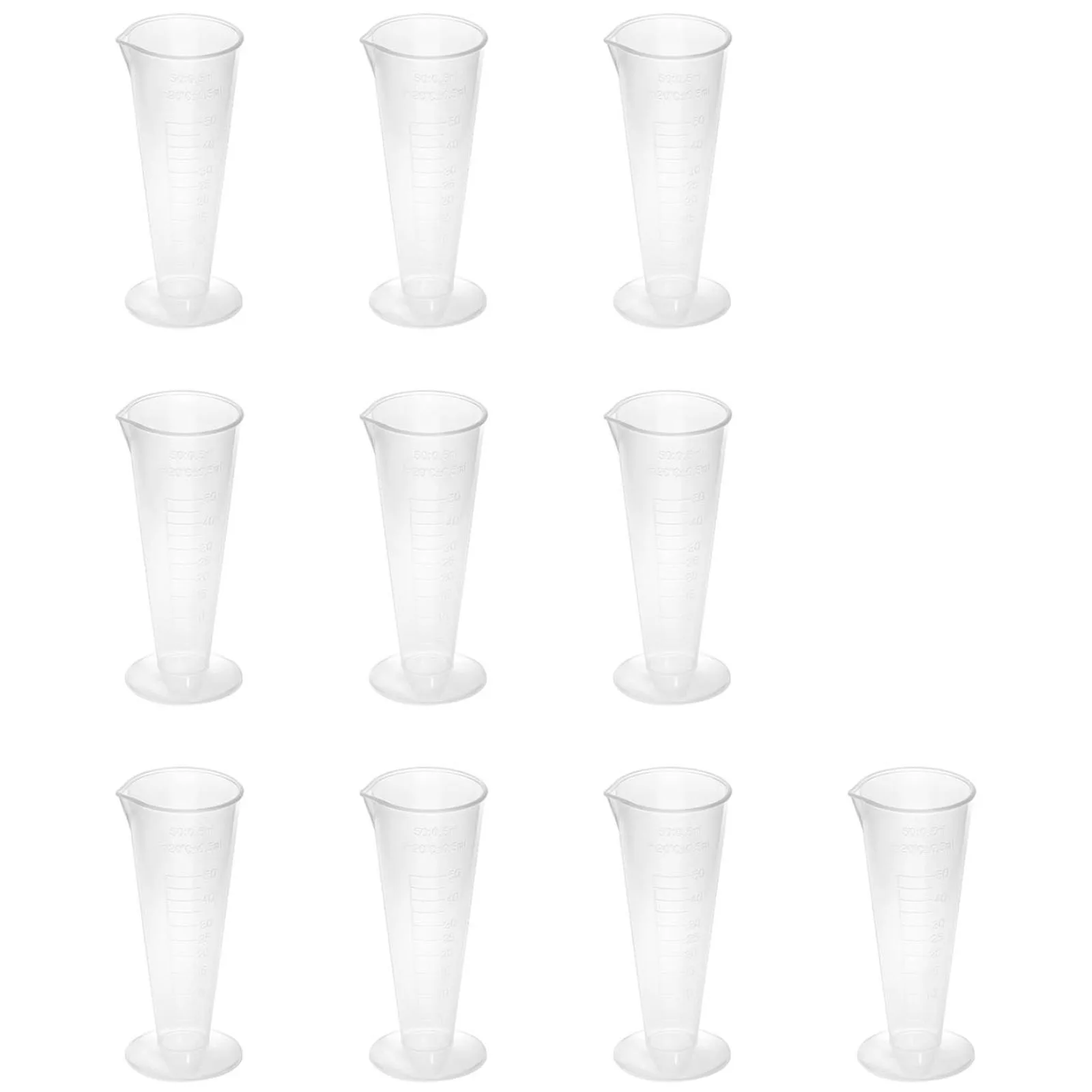 50 ml-es, skálázott műanyag laboratóriumi mérőpohár – 10 db. 4