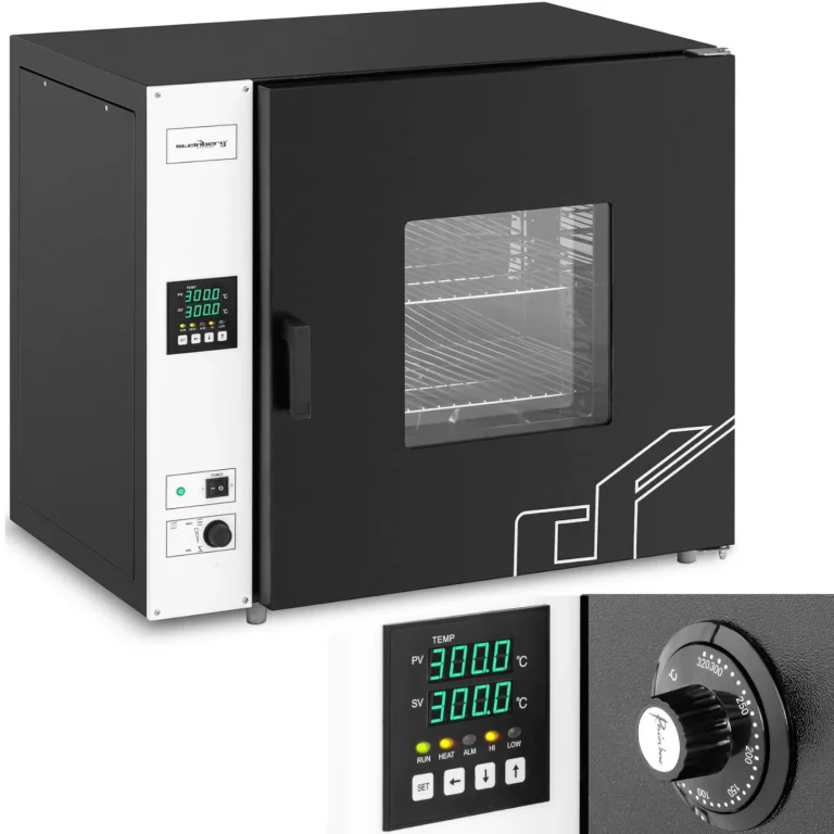 Laboratóriumi szárítókemence és sterilizáló LED-es világítással, 50–300 °C, 136 l, 2170 W
