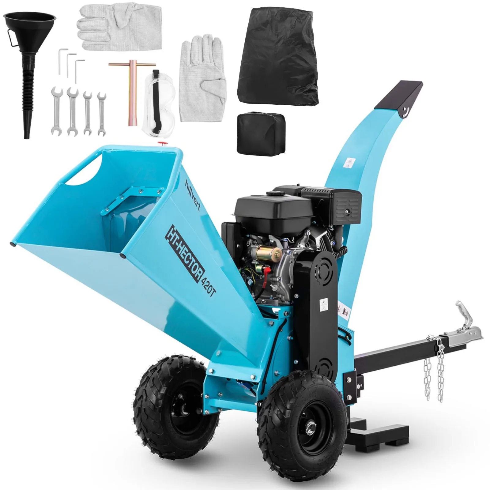Gázüzemű mobil ág- és cserjeaprító/aprítógép, 12 cm átmérőjű, 15 LE