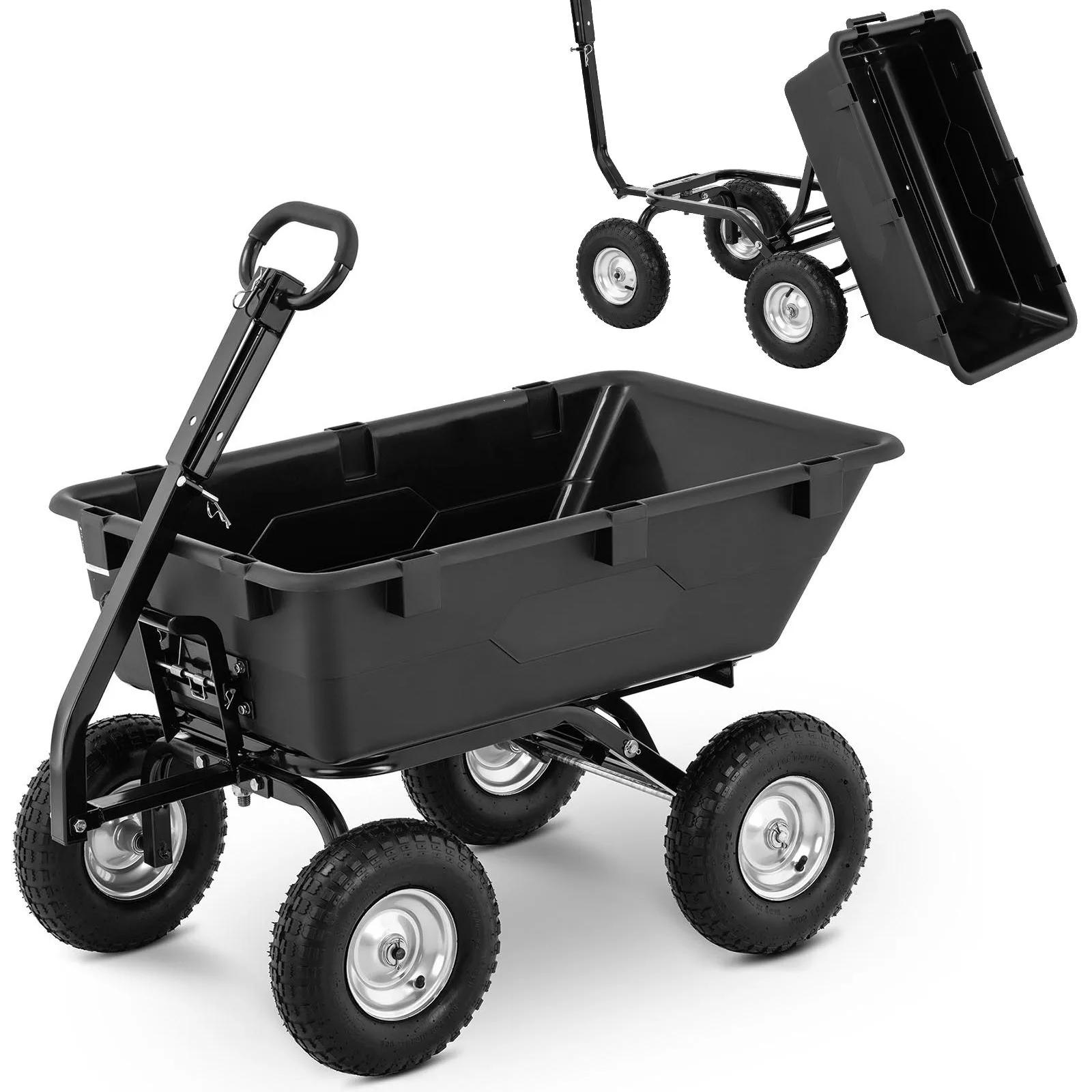 Billenő kerti szállítókocsi, 150 l űrtartalommal, 550 kg teherbírással