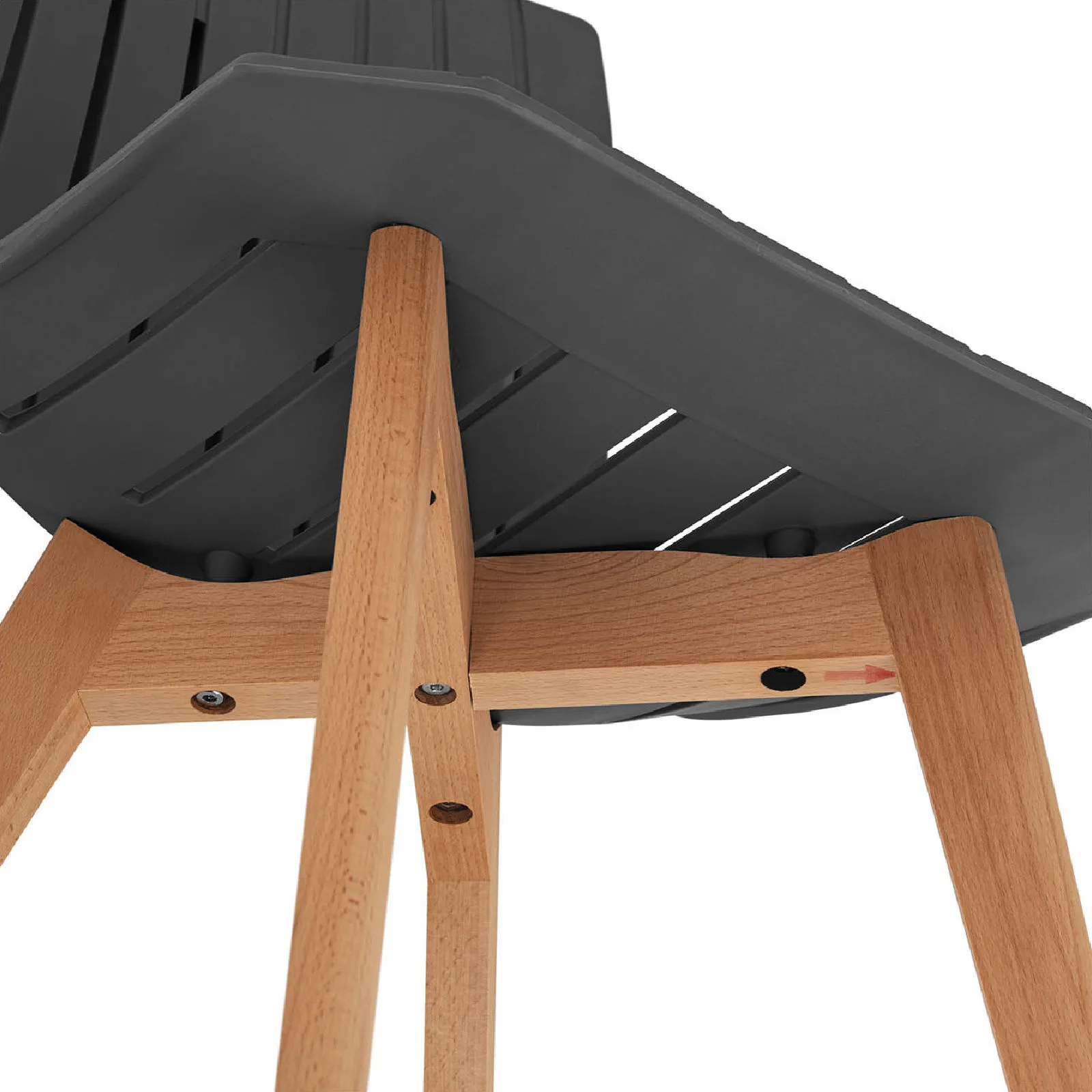 Plasticna stolica s drvenim nogama za dom ili ured, do 150 kg, 2 komada, siva 7