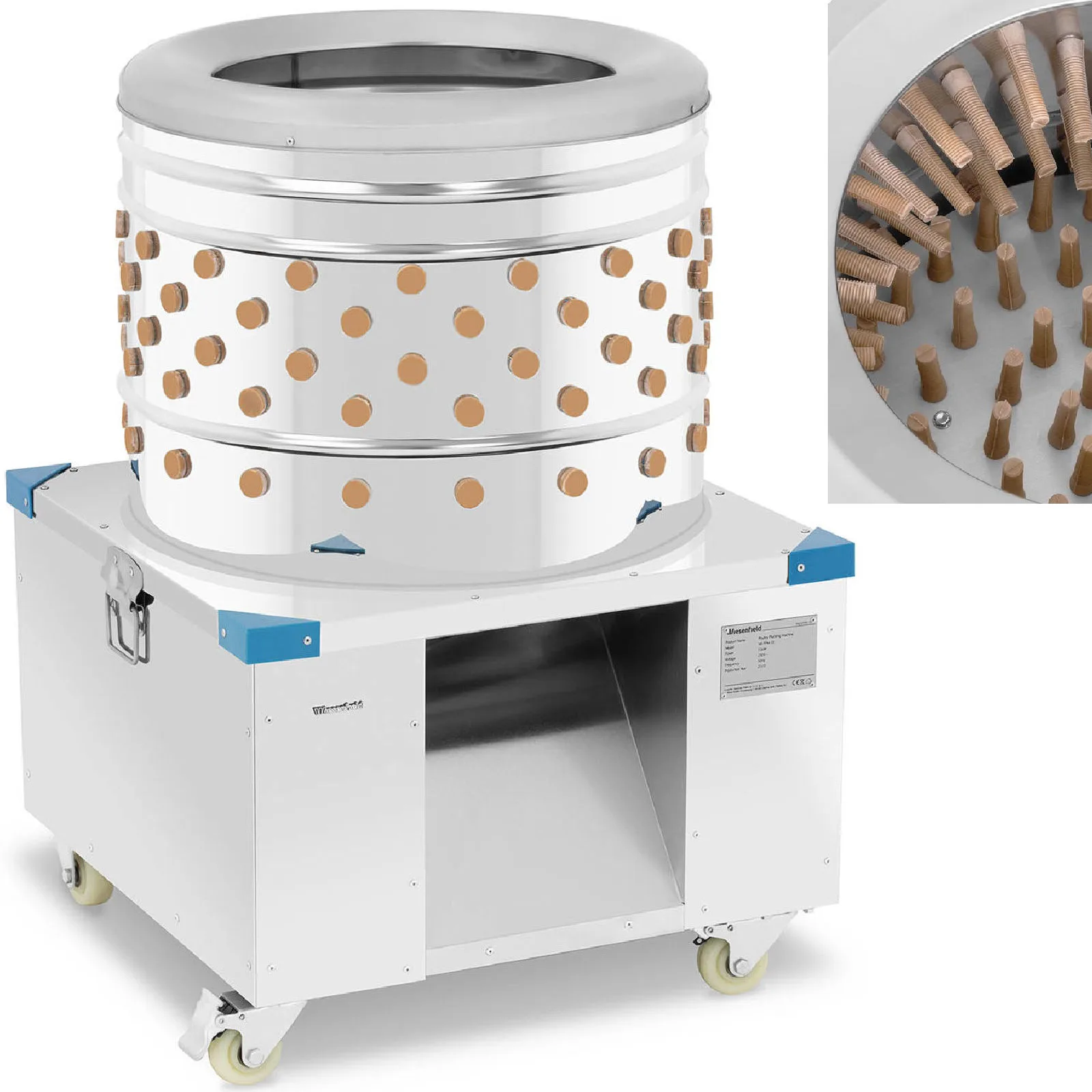 Baromfi tolltépő és tolltávolító gép, 360 kg/h, 55 cm átmérő
