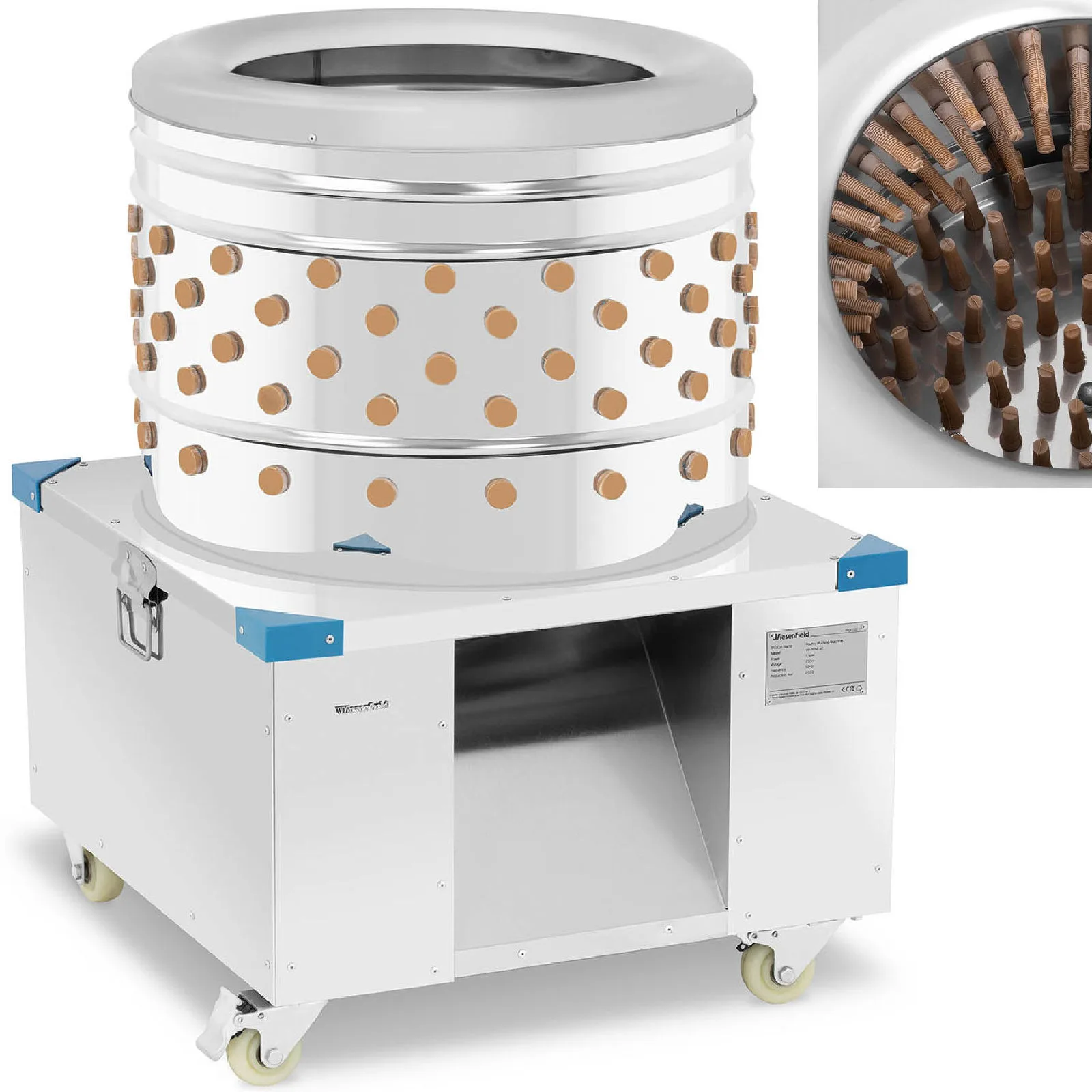Baromfi tolltépő gép tolltépéshez és tolleltávolításhoz, 540 kg/h, 60 cm átmérő