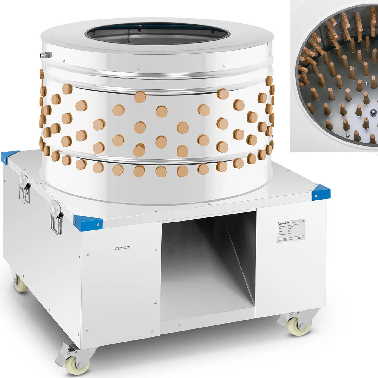 Baromfi tolltépő gép tolltépéshez és tolleltávolításhoz, 1000 kg/h, 80 cm átmérő